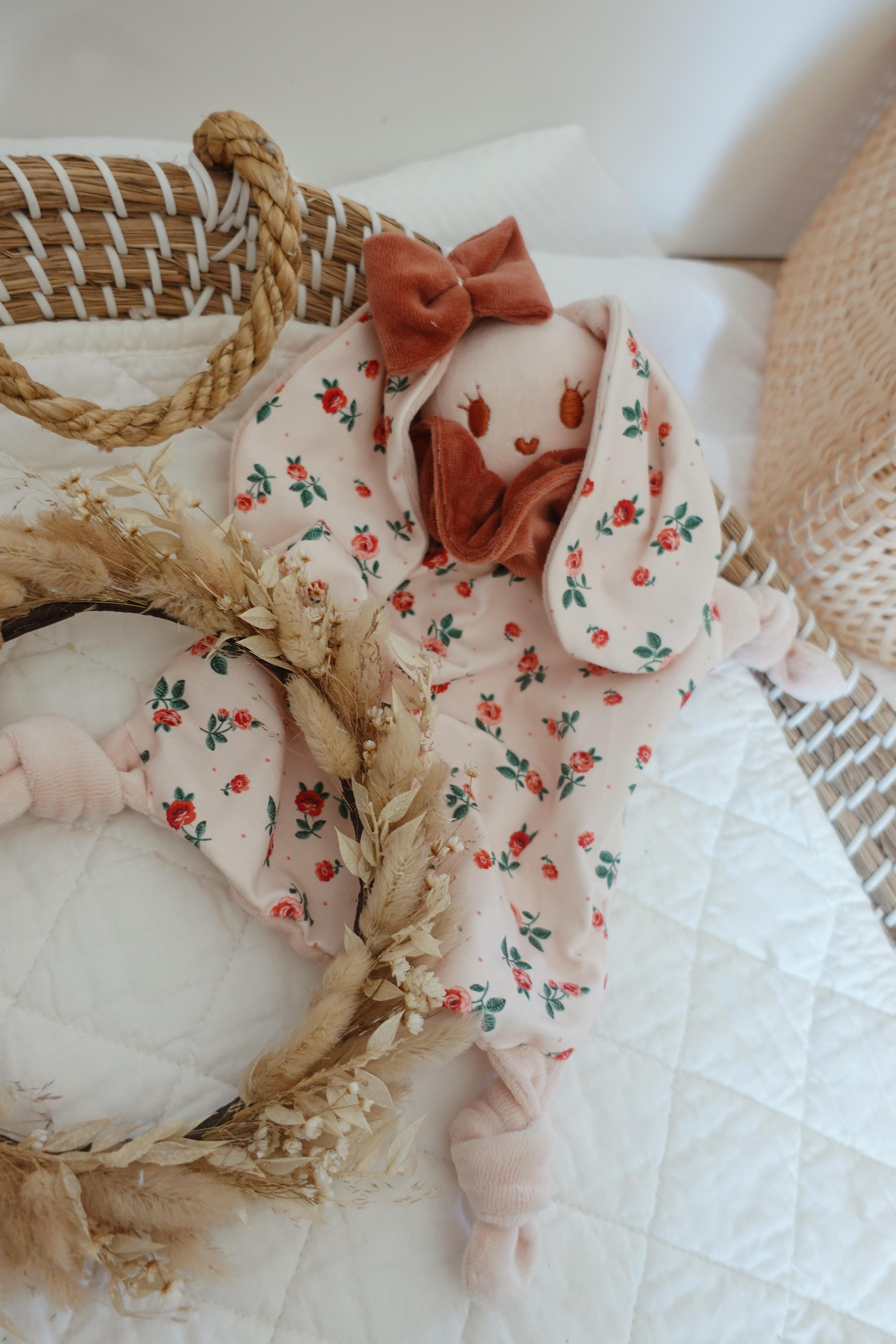 Doudou Velours Chouchou - Pink Roses