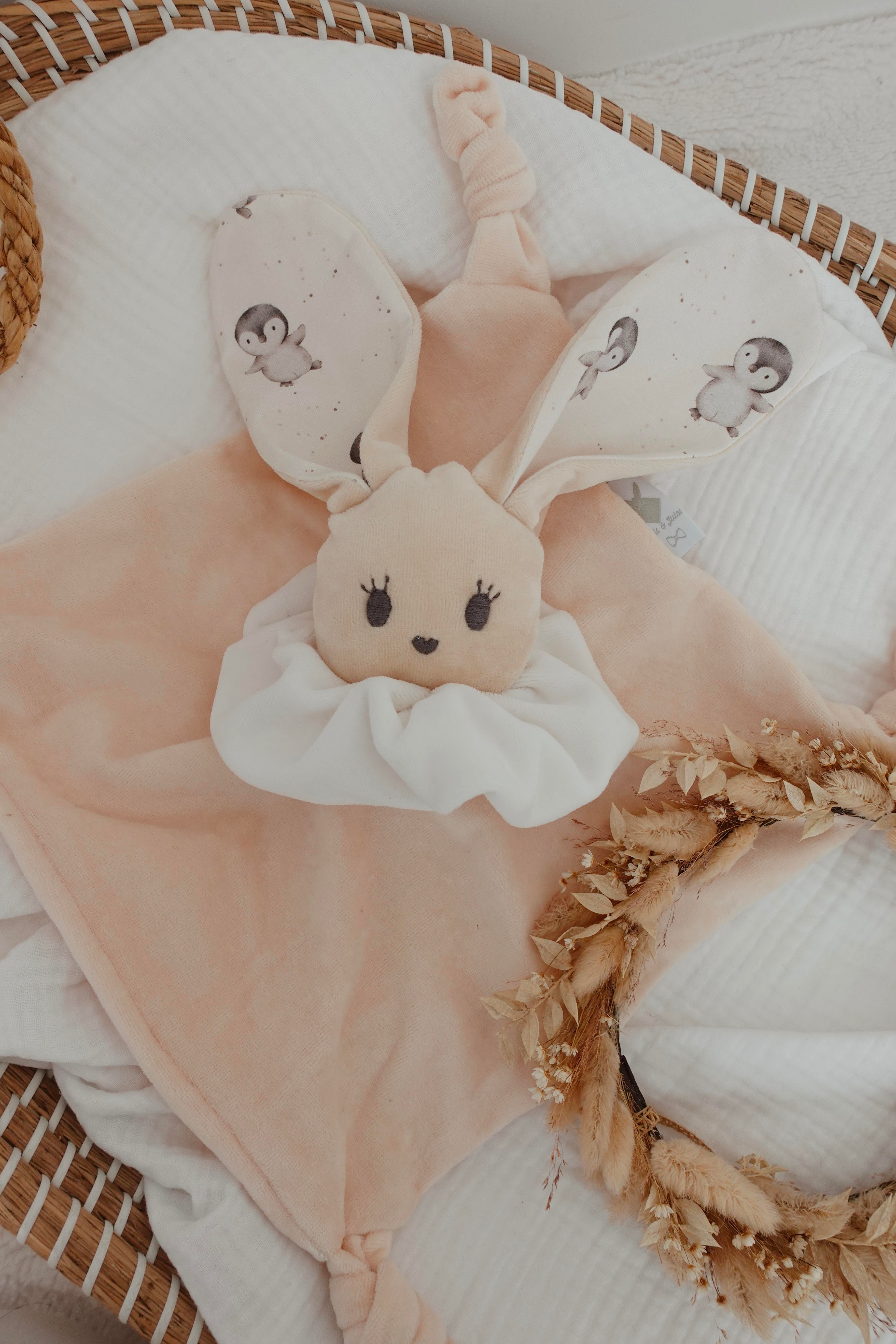 Doudou Velours Câlin Noeuds - Pinguins