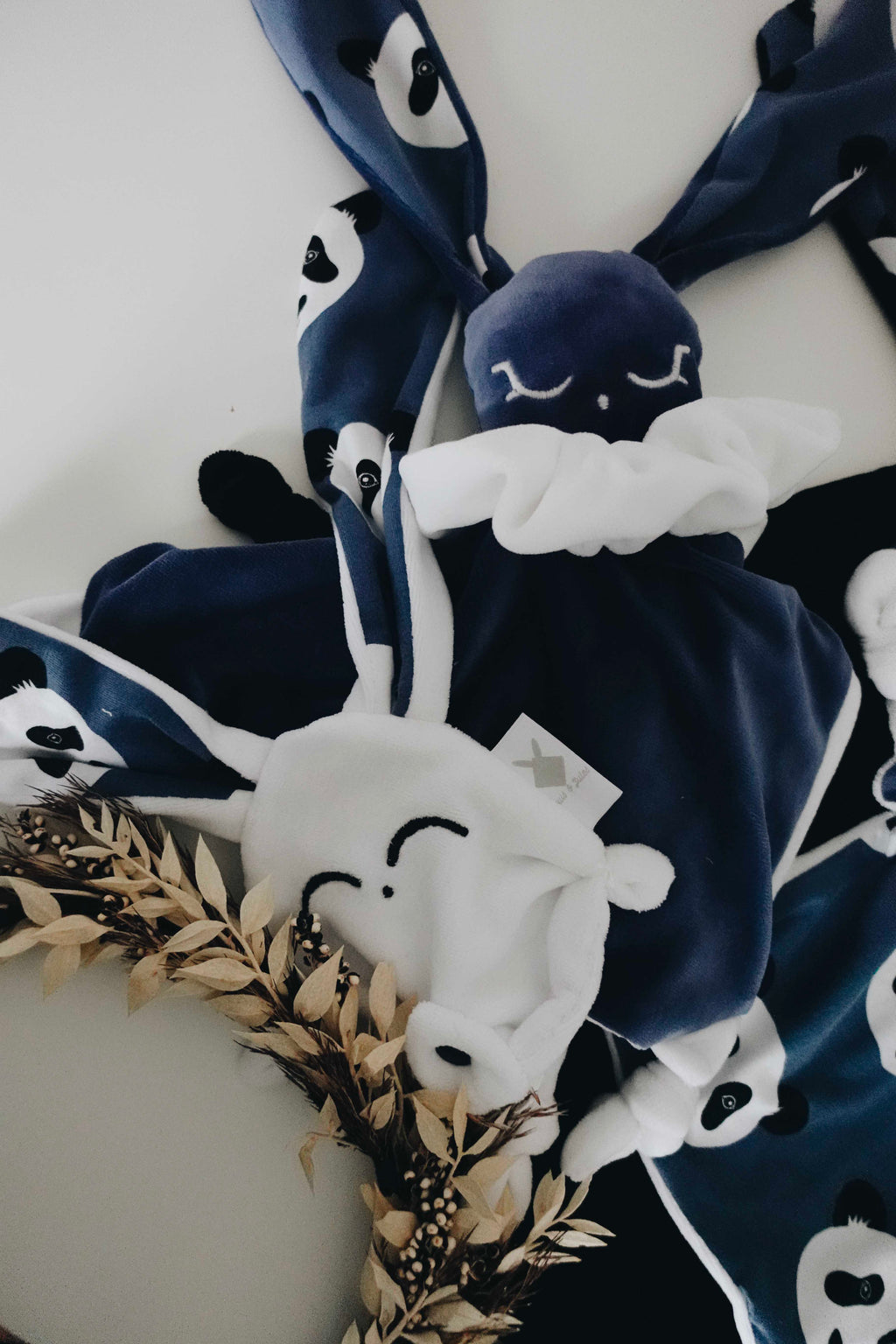 Doudou Velours Câlin Noeuds - Pandas