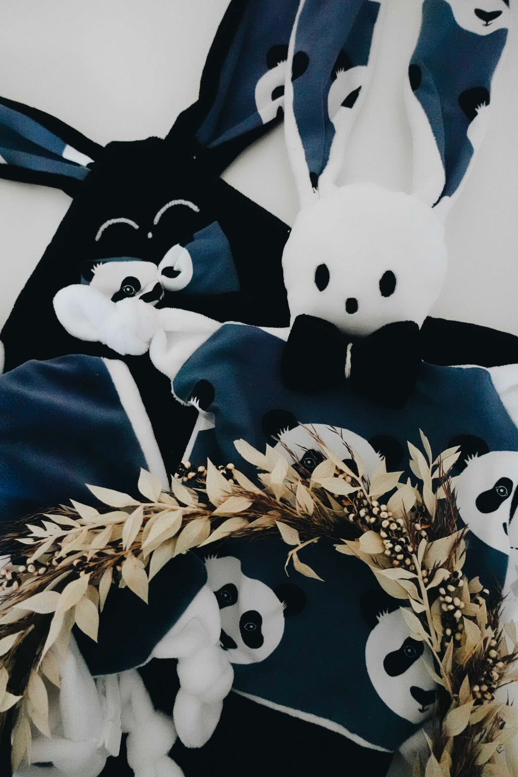 Doudou Velours Classique Noeuds - Pandas