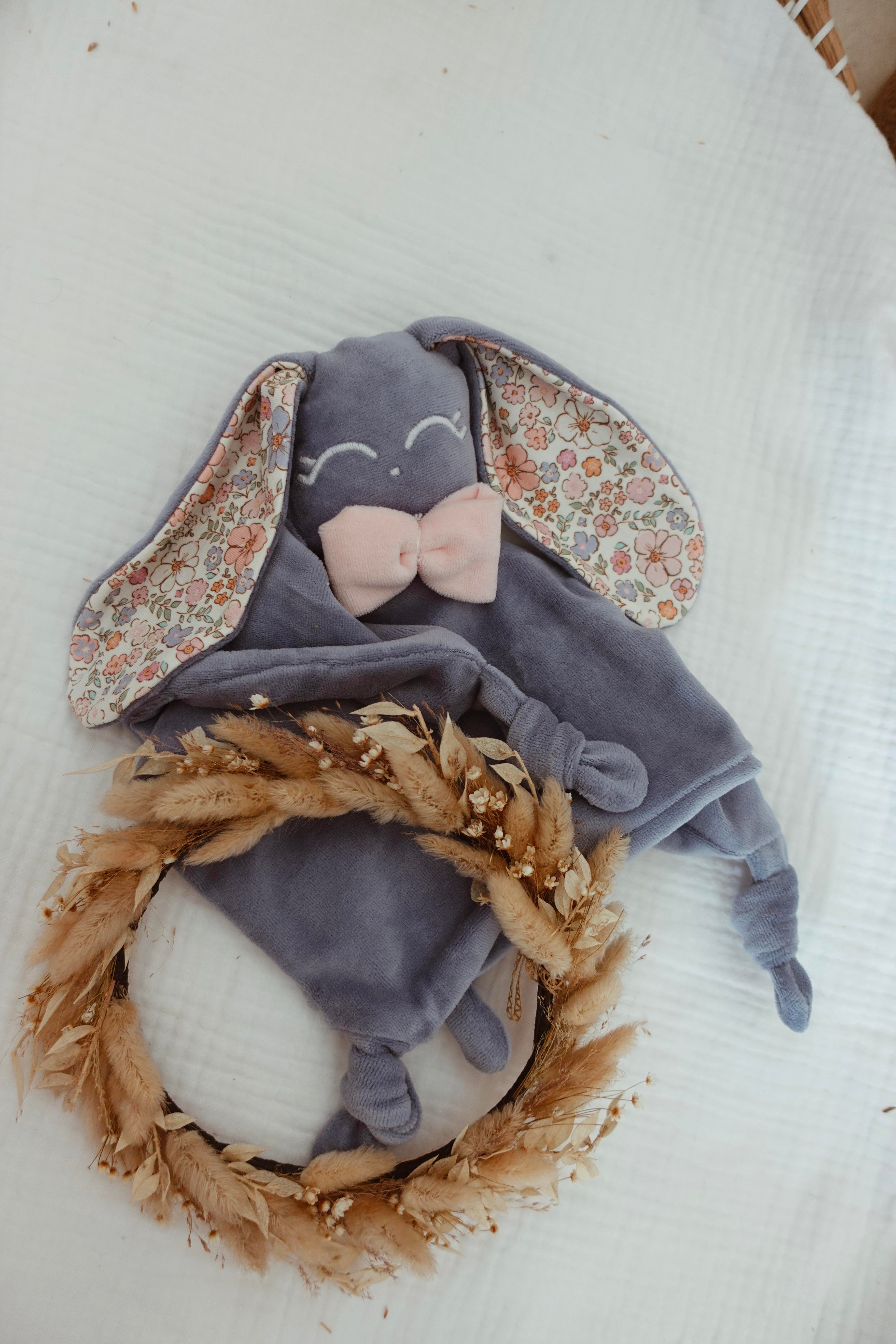 Doudou Velours Câlin Noeuds - Blush et Pastel