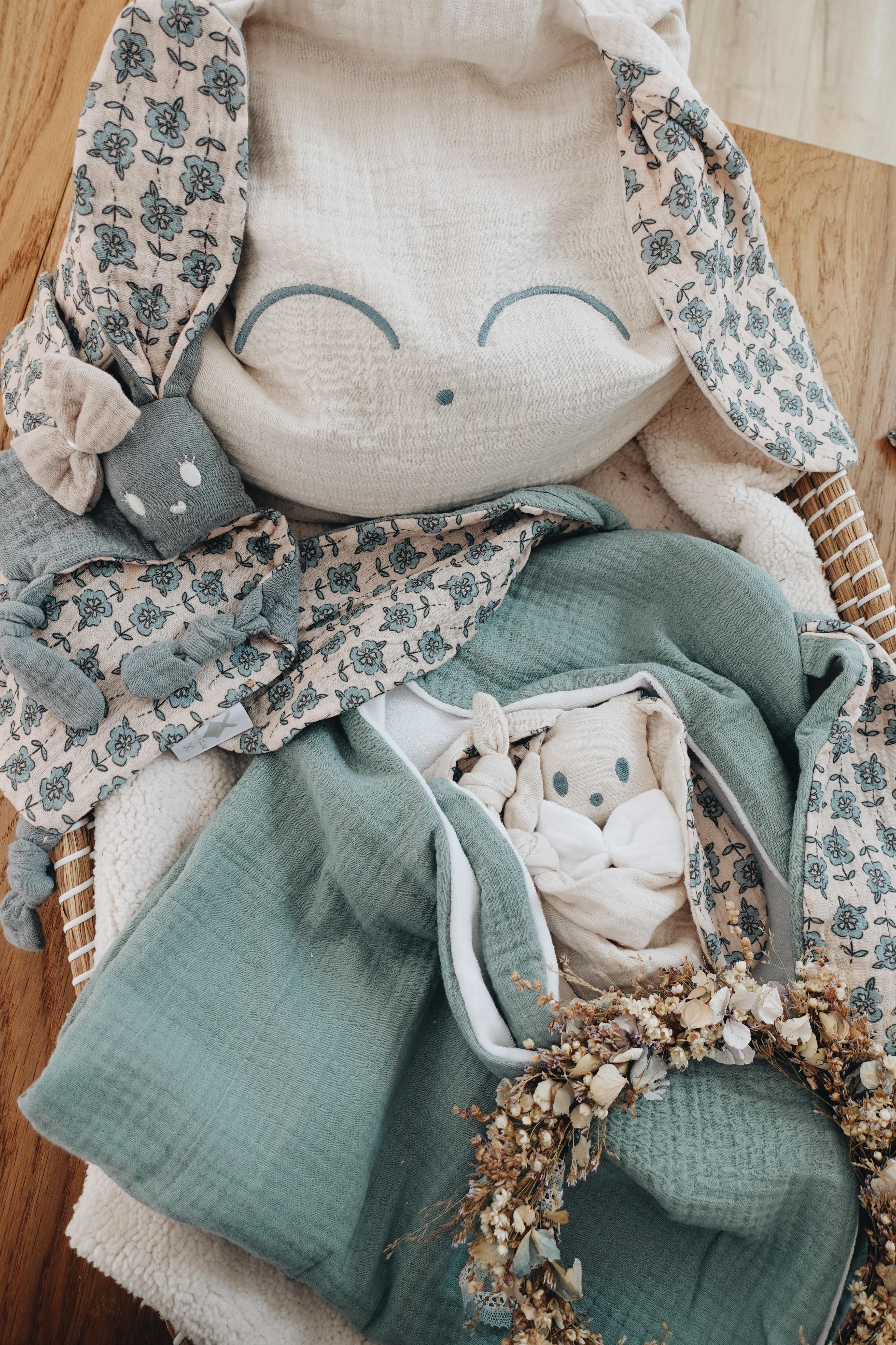 Petit Coussin Lange - Turquoise Petals