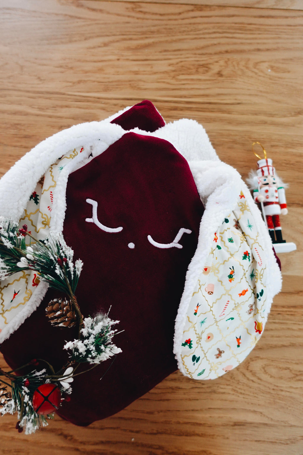 PROTOTYPE - Couverture Velours Noeuds 60x60cm - Holiday Argyle