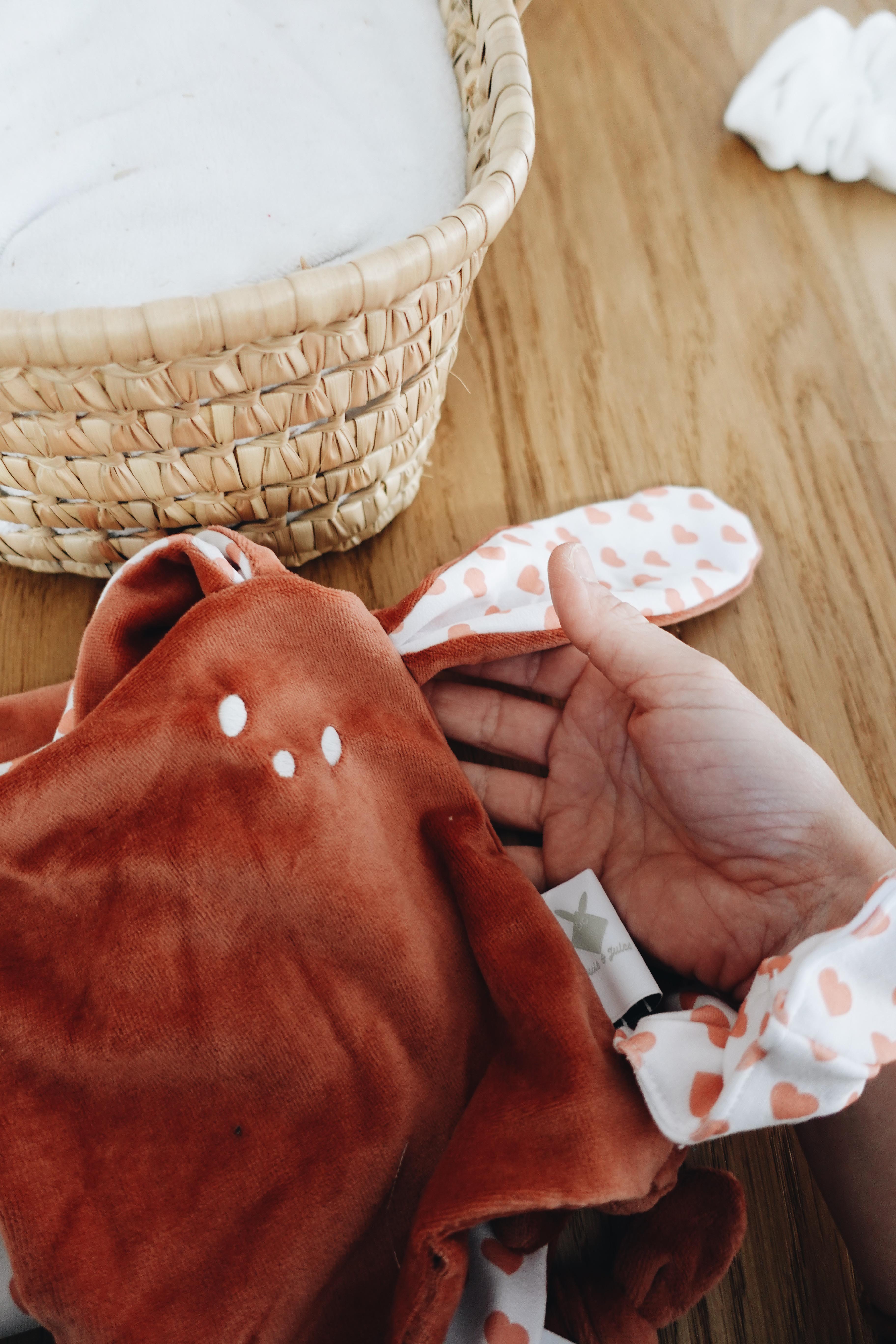 Doudou Velours Mini Noeuds - Coeurs