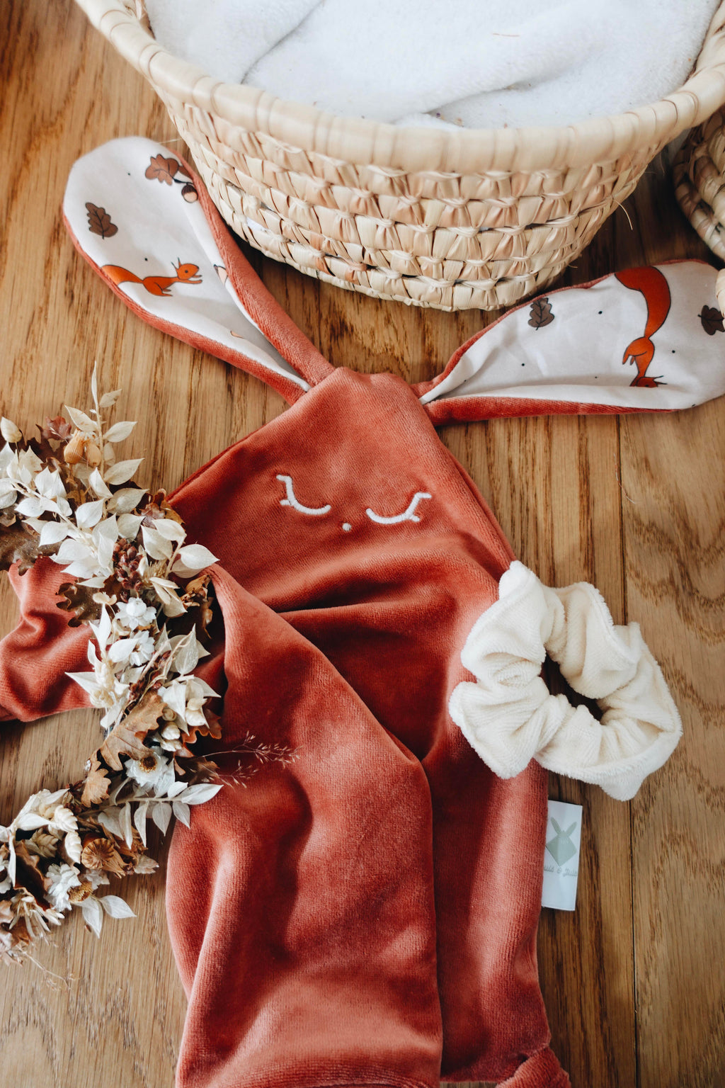 PROTOTYPE - Doudou Velours Classique Noeuds - Ecureuil