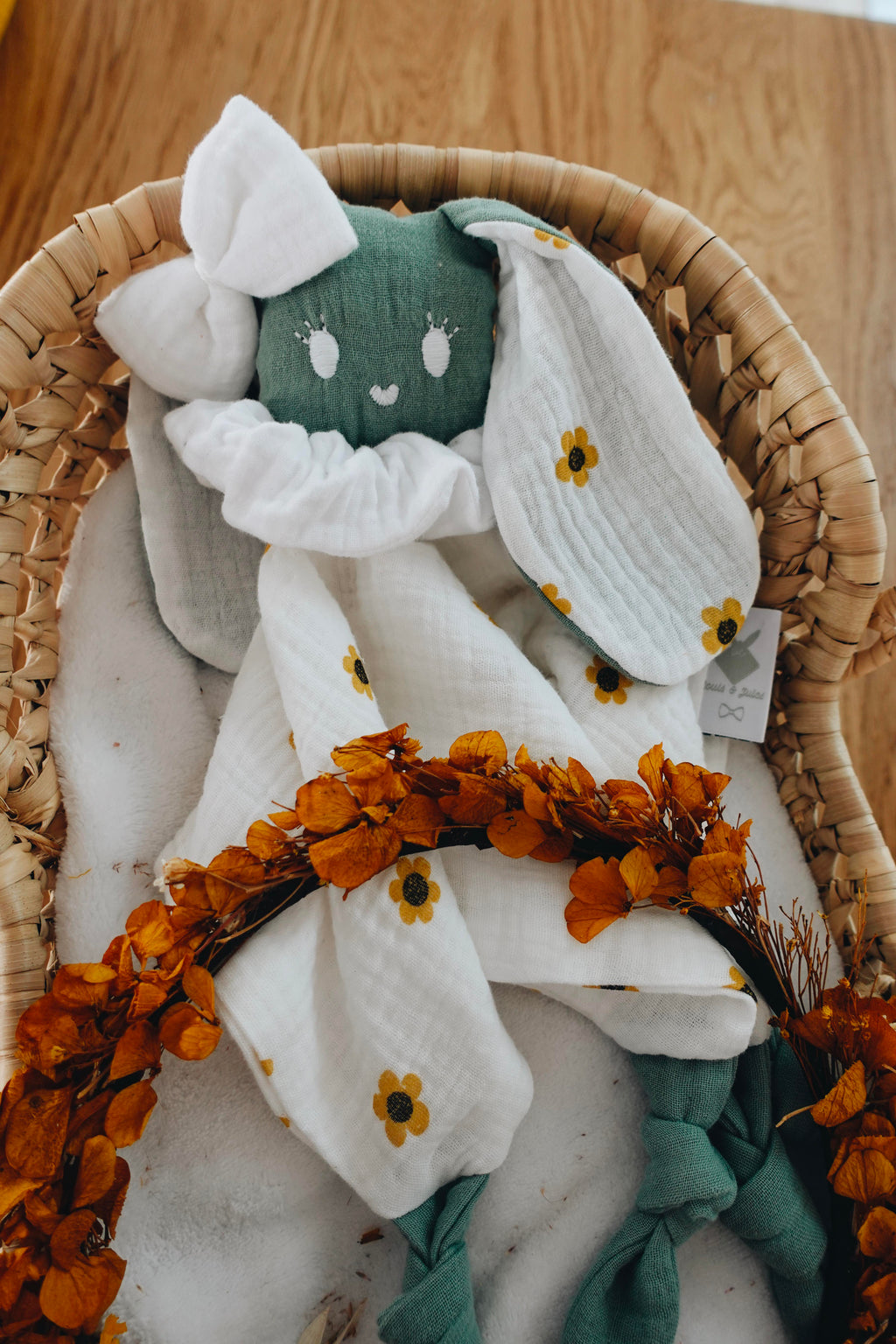 PROTOTYPE - Doudou Lange Câlin Noeuds - Yellow Daisies