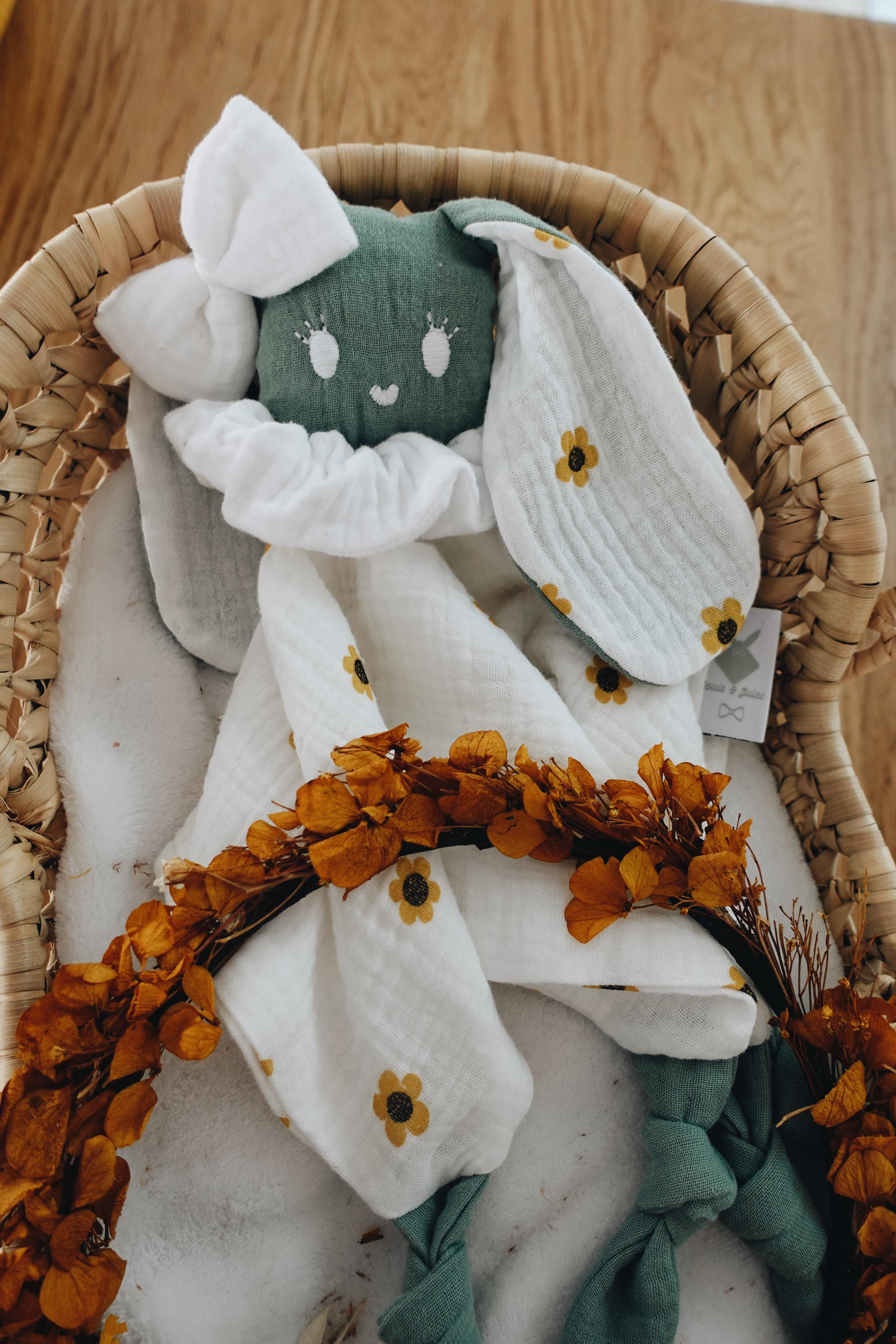 PROTOTYPE - Doudou Lange Câlin Noeuds - Yellow Daisies