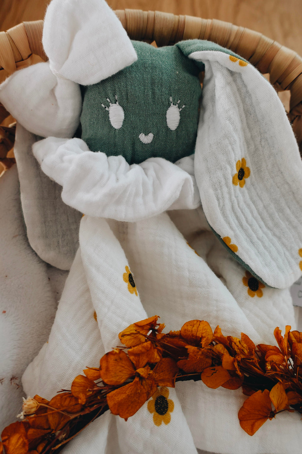 PROTOTYPE - Doudou Lange Câlin Noeuds - Yellow Daisies