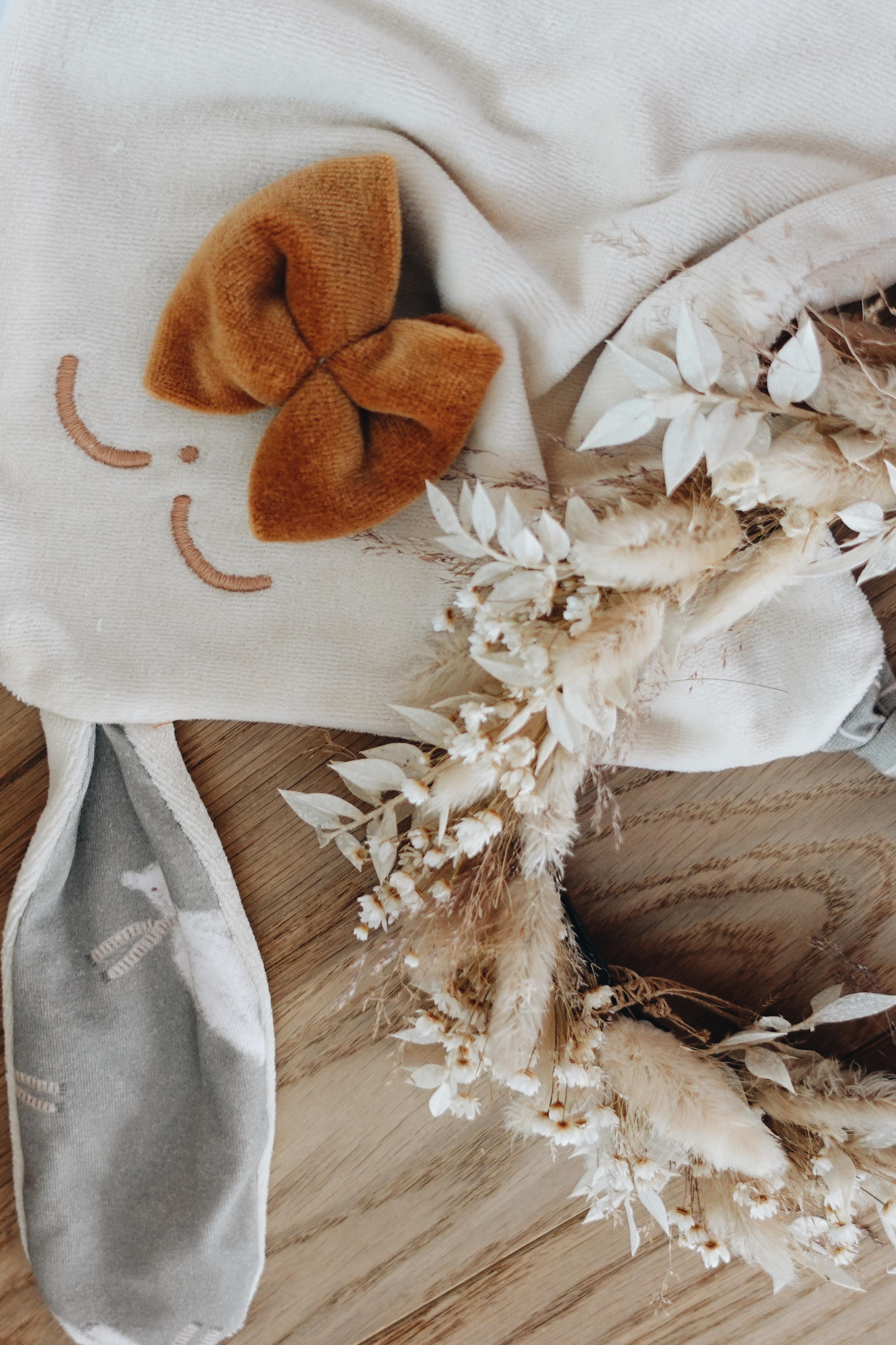 Doudou Velours Mini Noeuds - Checks and Bears Olive