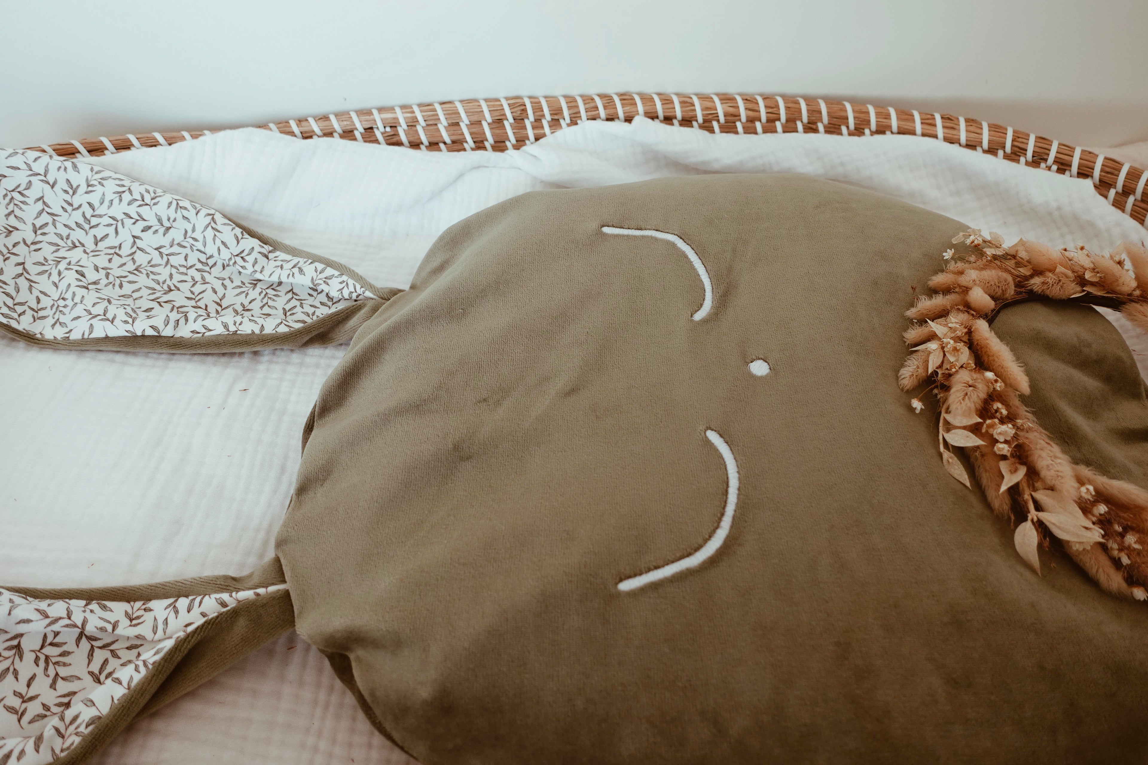 Petit Coussin Velours - Green Leaves