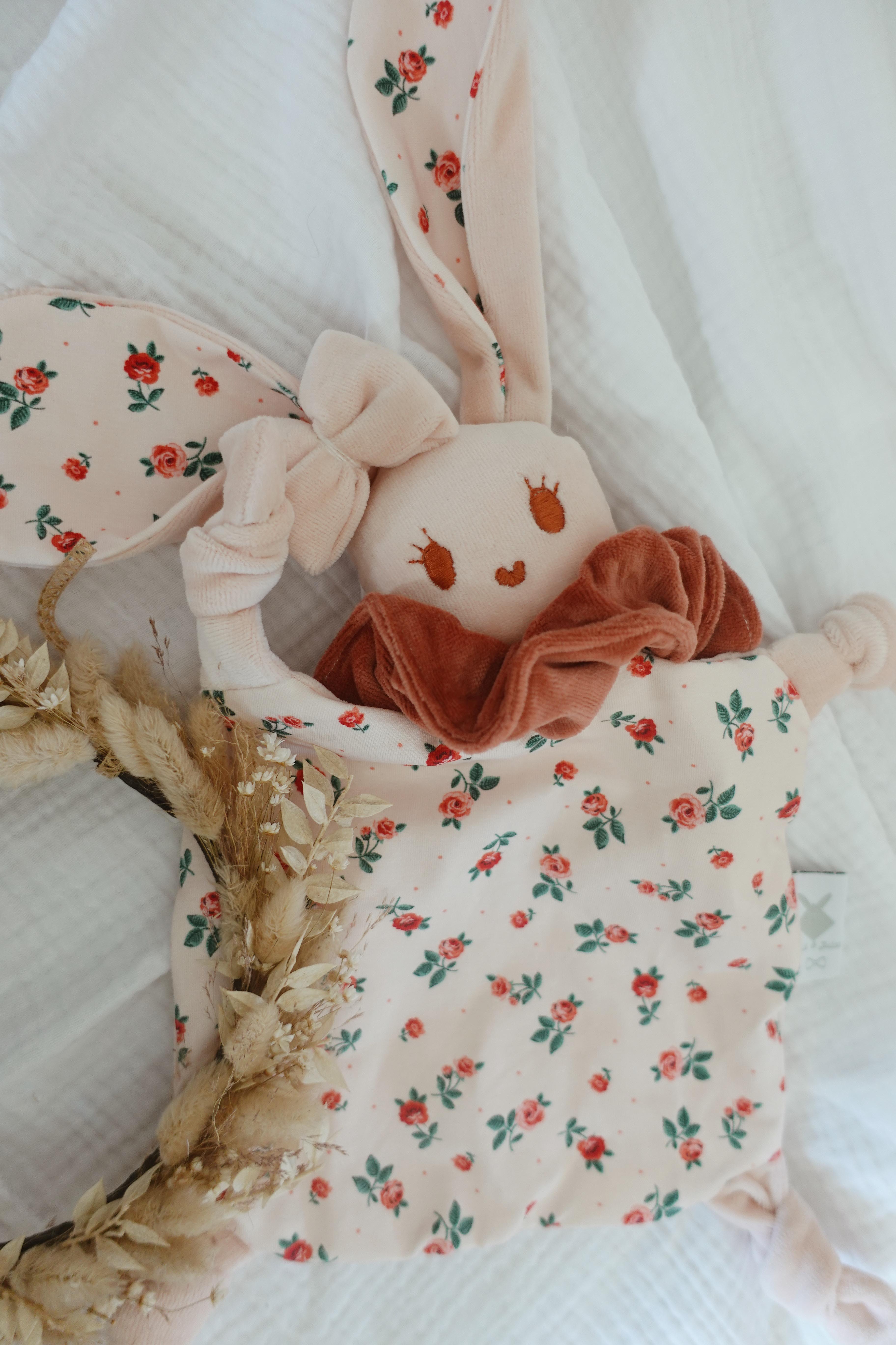 Doudou Velours Chouchou - Pink Roses