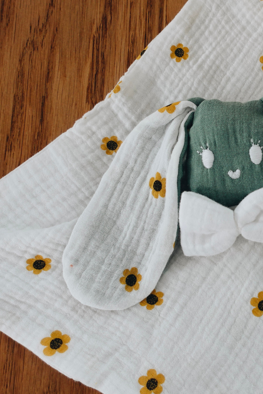 PROTOTYPE - Doudou Lange Câlin Noeuds - Yellow Daisies