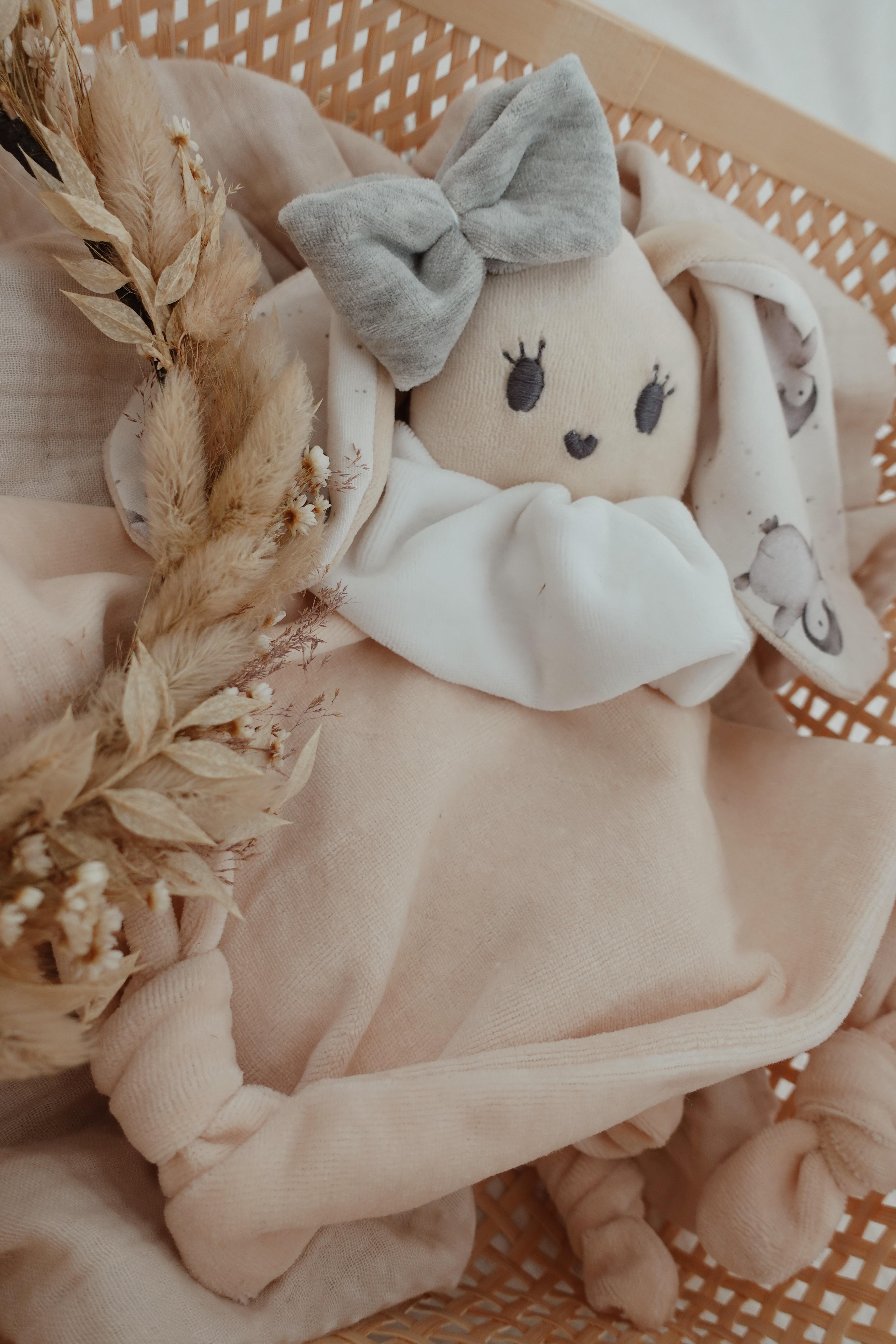 Doudou Velours Câlin Noeuds - Pinguins