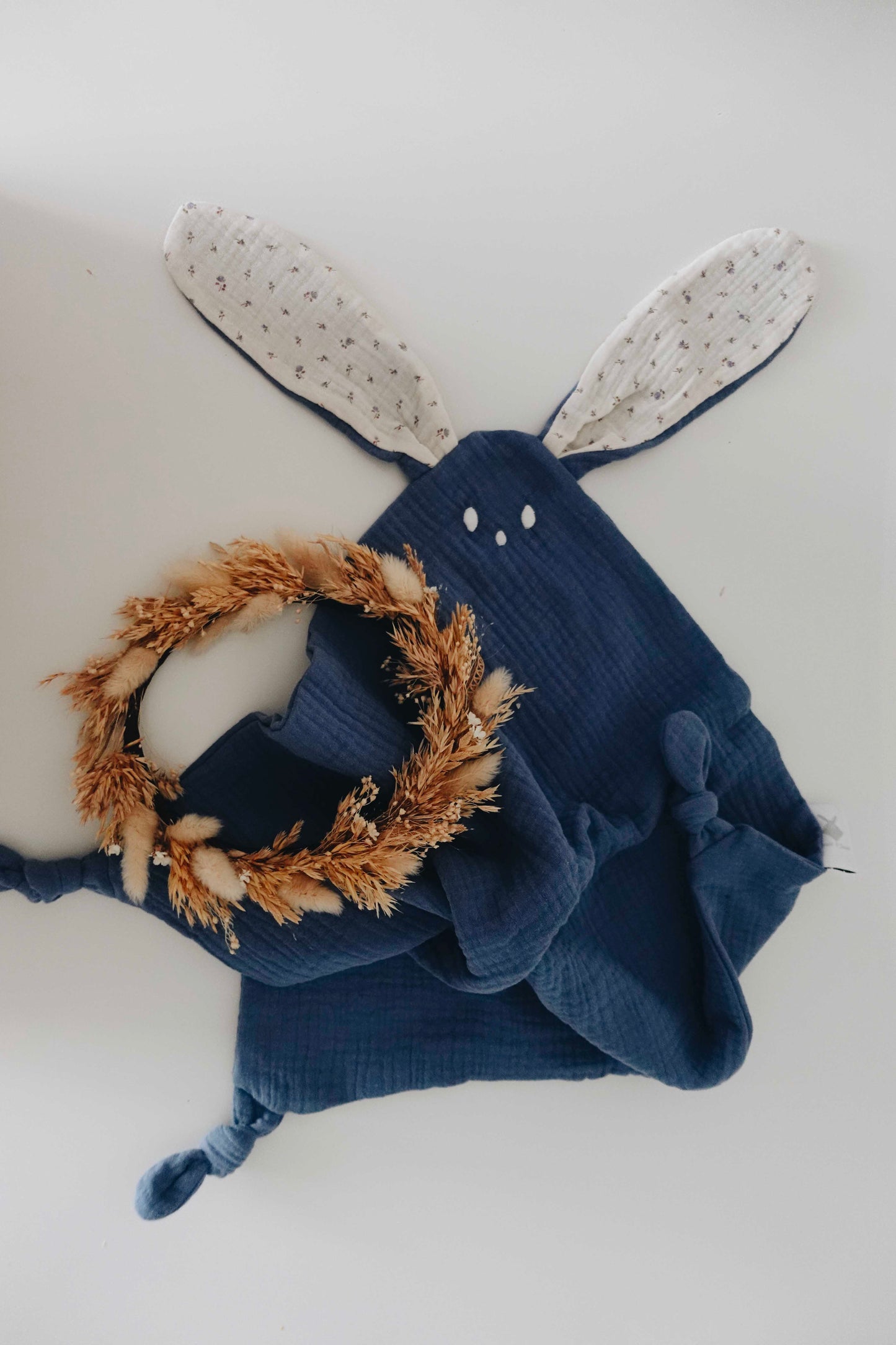 PROTOTYPE - Doudou Lange Cocooning Noeuds - Blue Leaves