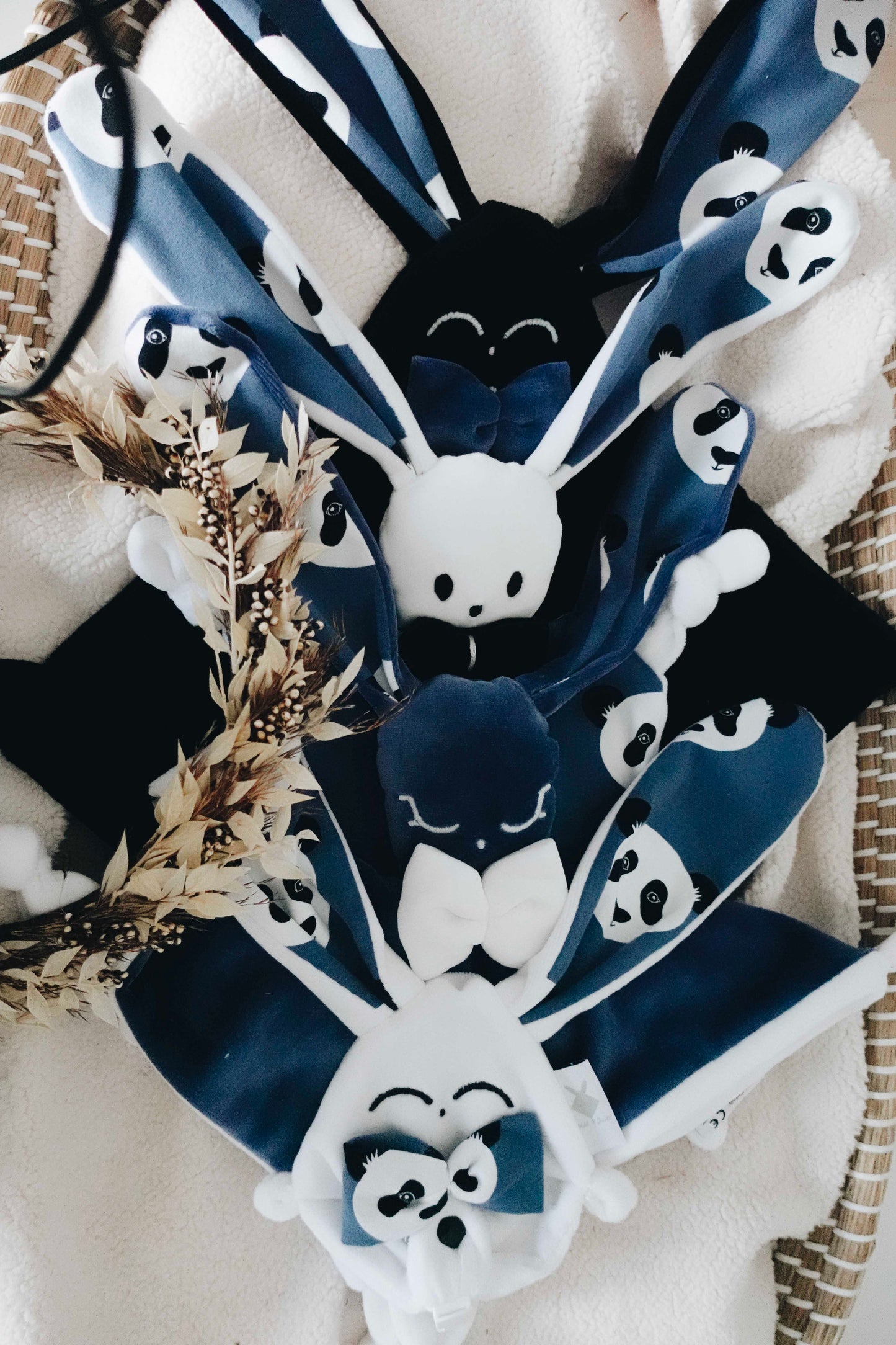 Doudou Velours Classique Noeuds - Pandas