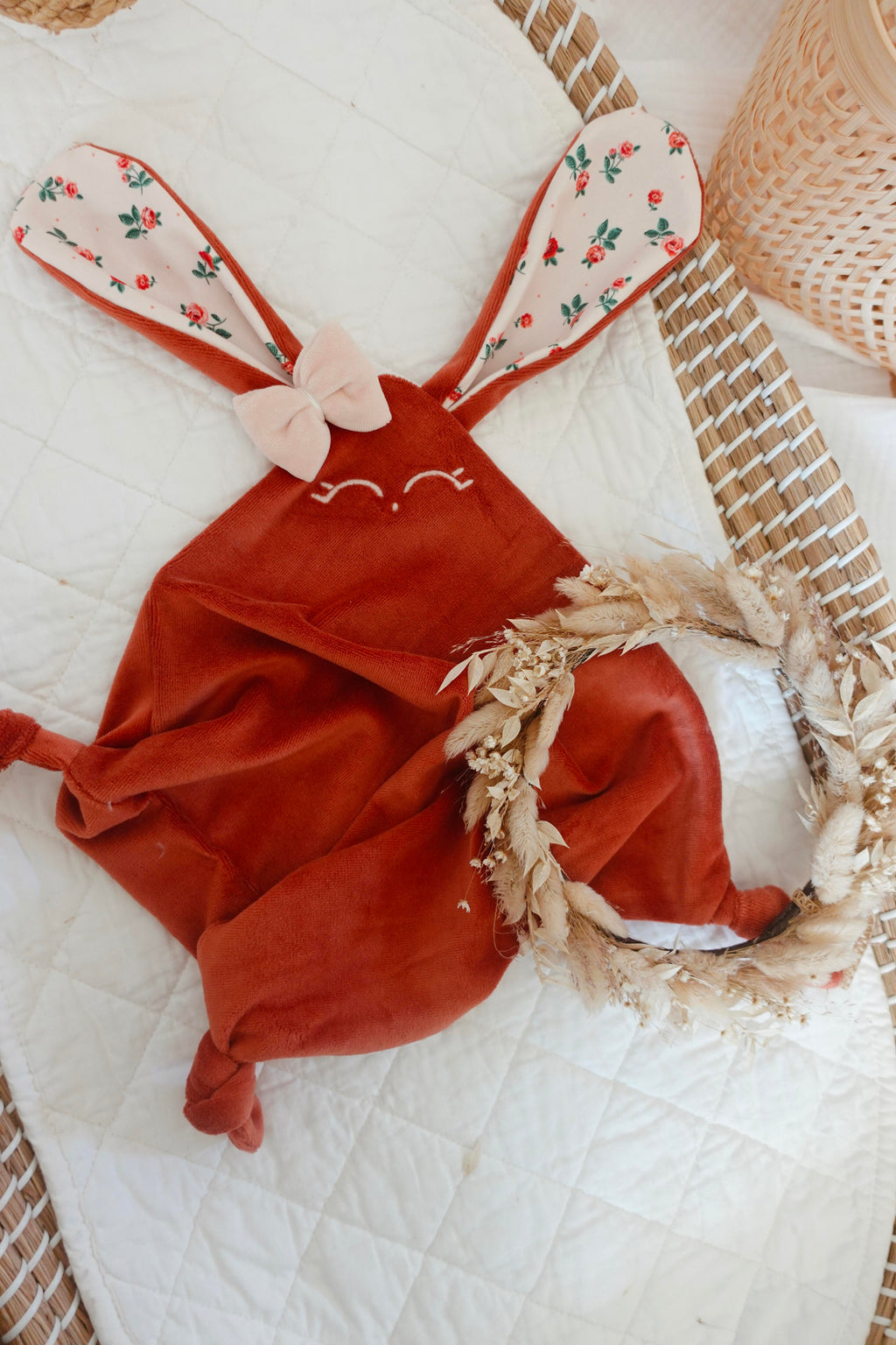 Doudou Velours Classique Noeuds - Pink Roses