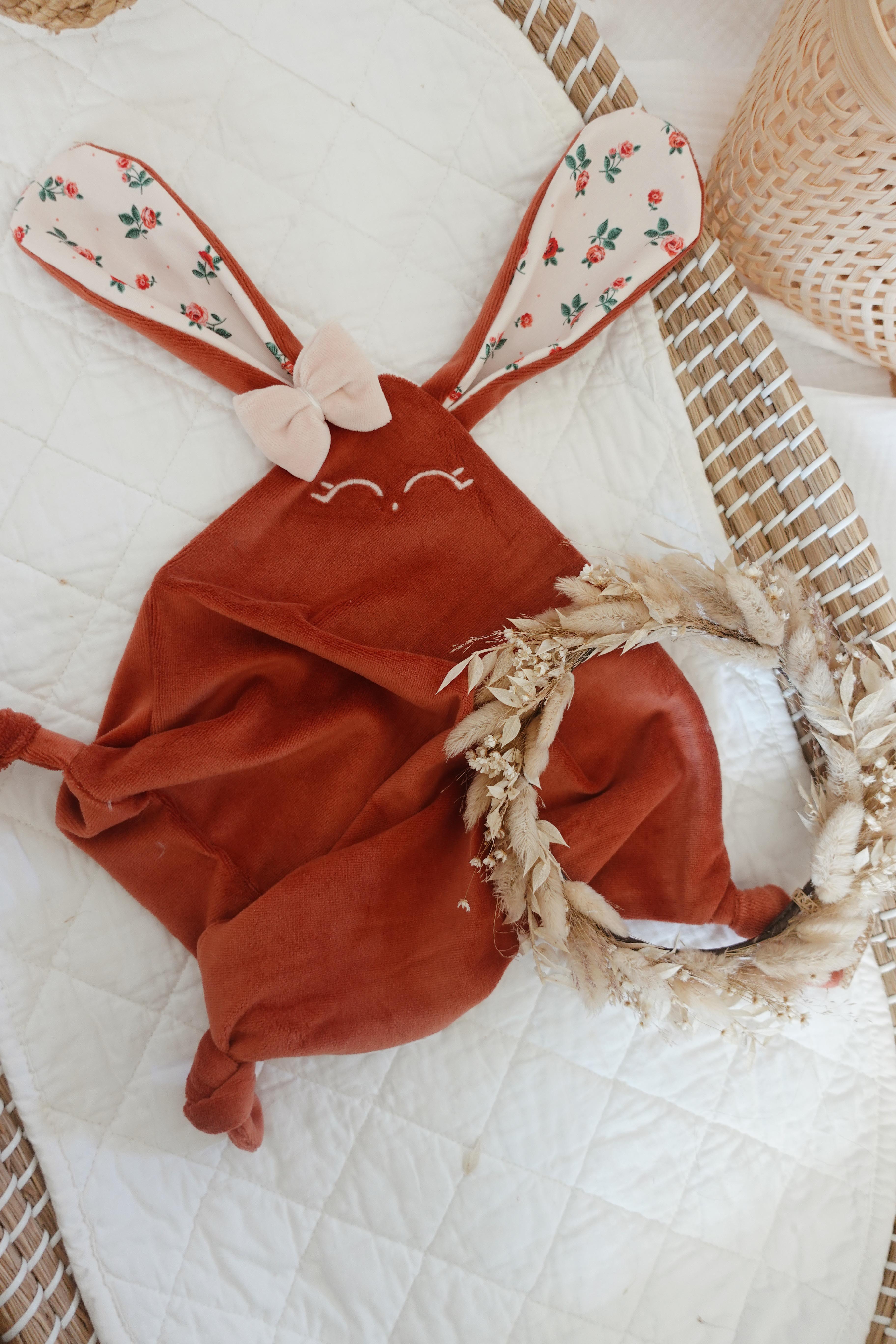 Doudou Velours Classique Noeuds - Pink Roses