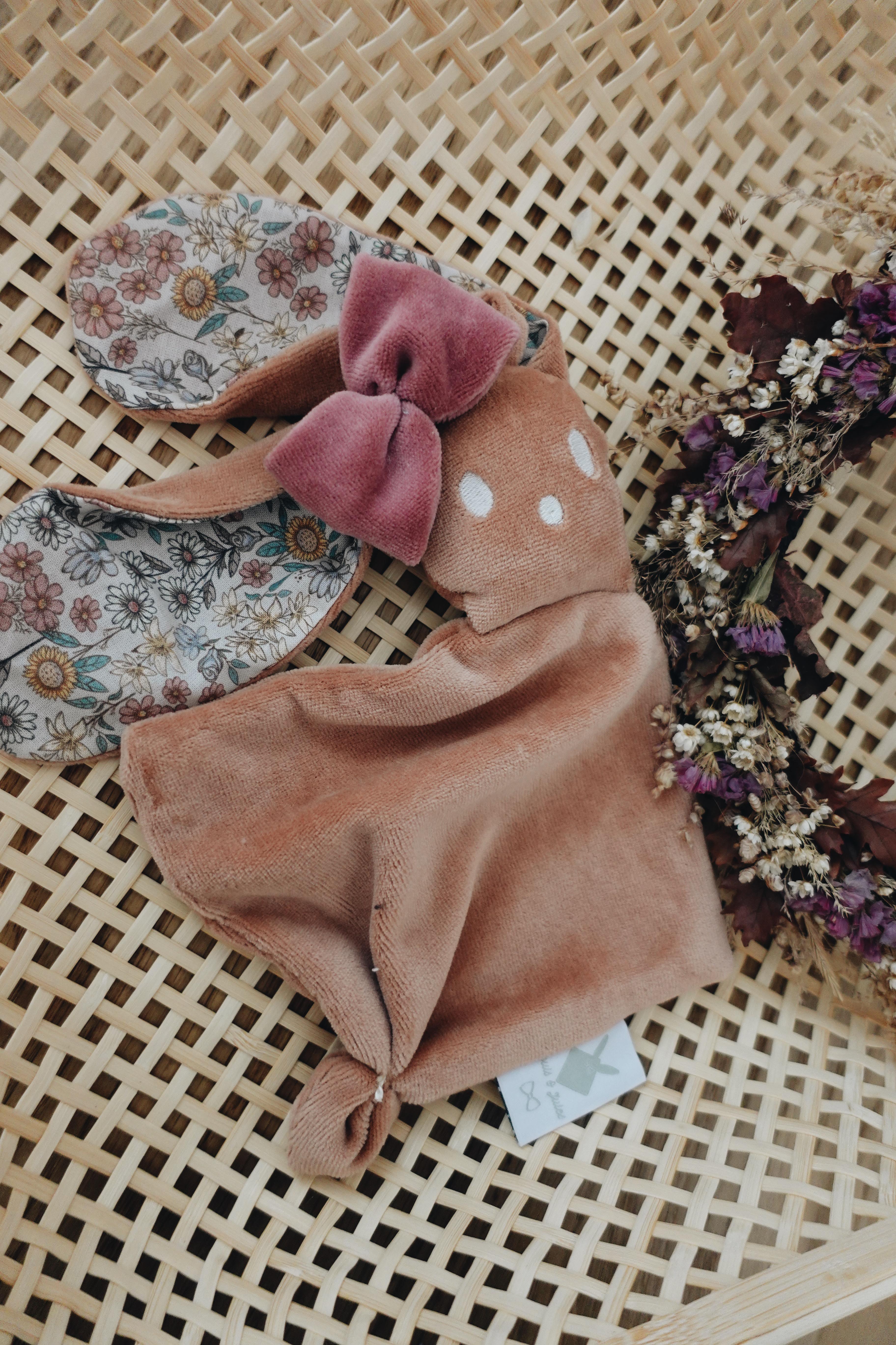 PROTOTYPE - Bébé Doudou Velours - Fleurs des Champs