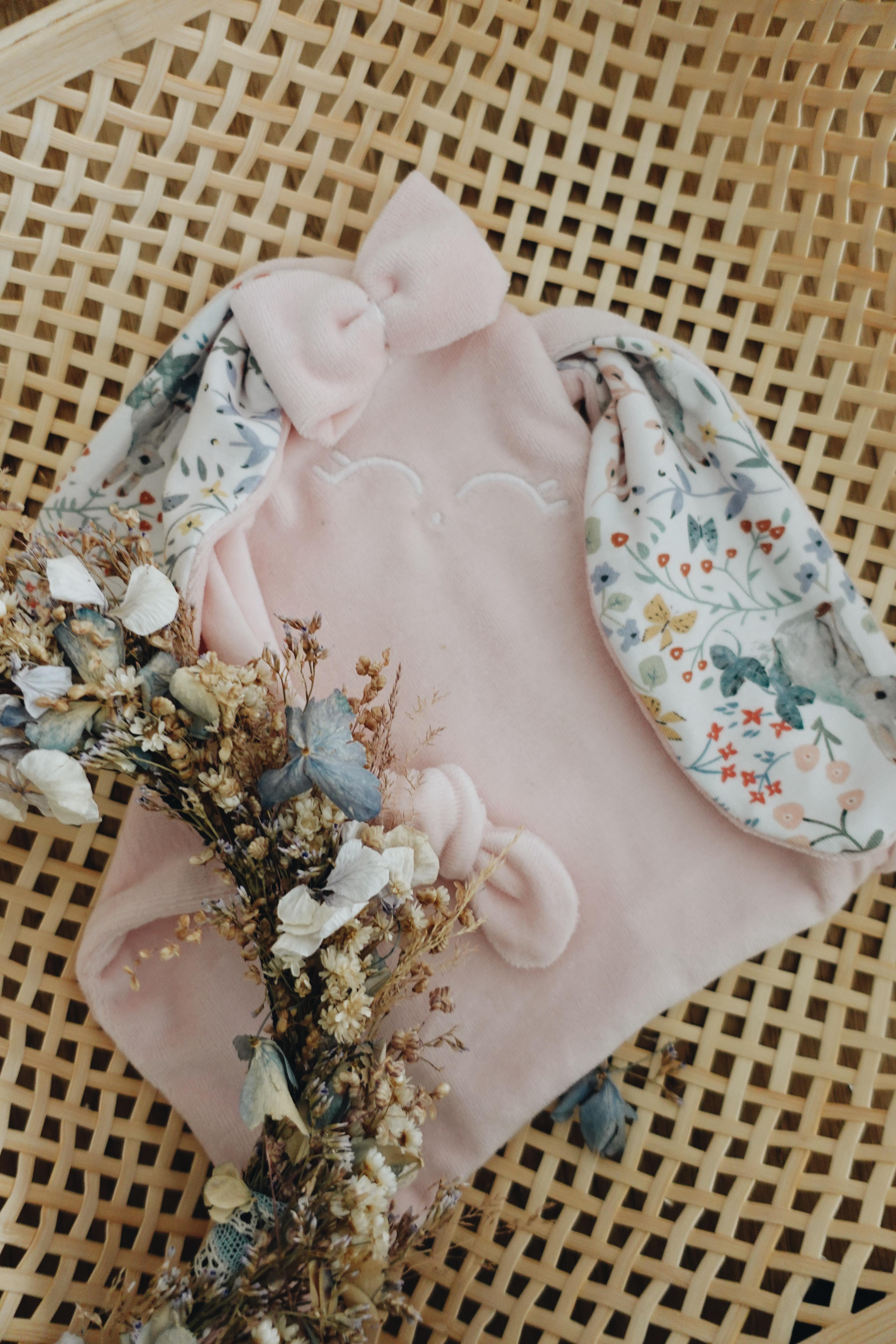 PROTOTYPE - Doudou Velours Mini Noeuds - Cottontails Blossom