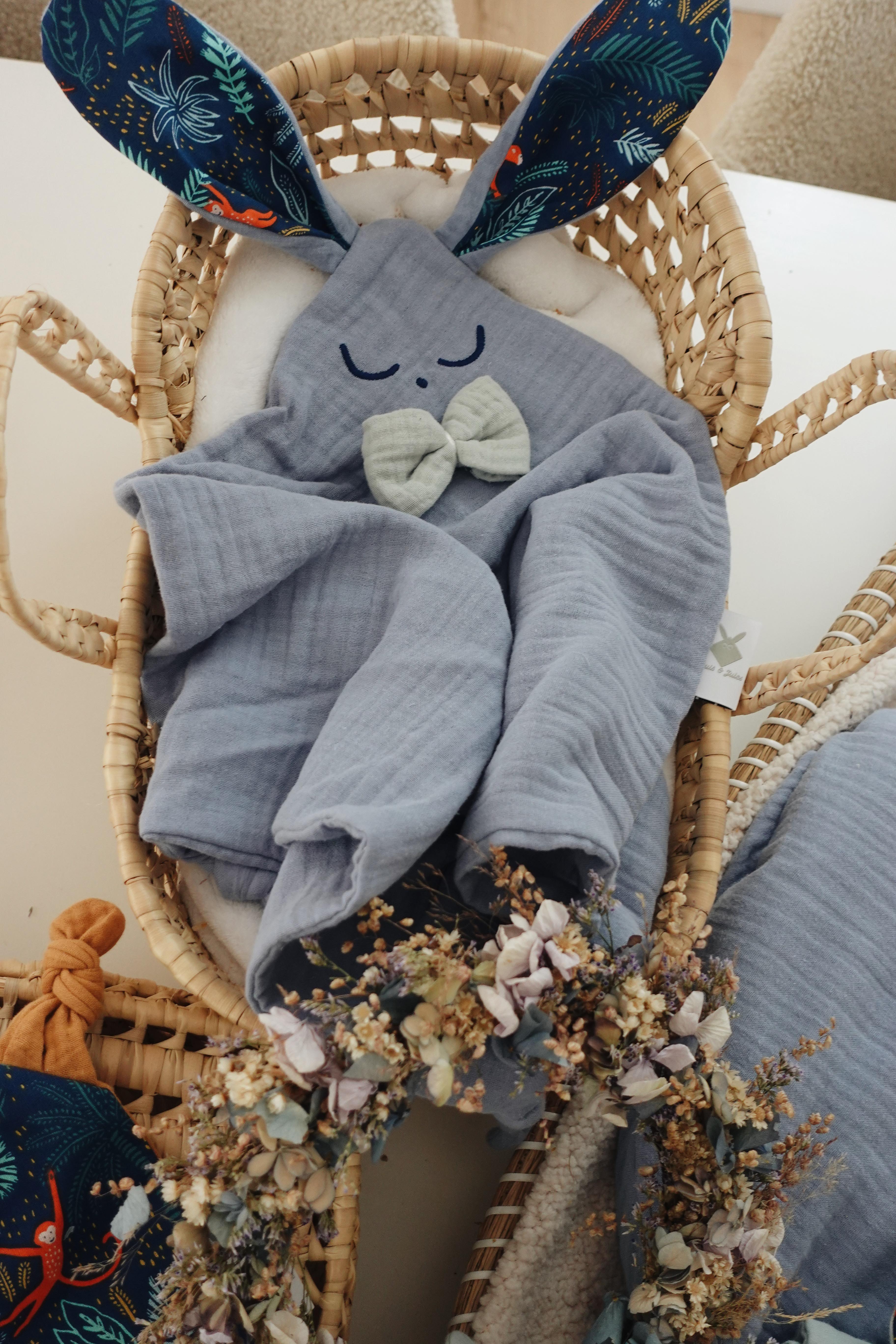 Doudou Lange Cocooning Noeuds - Blue Jungle