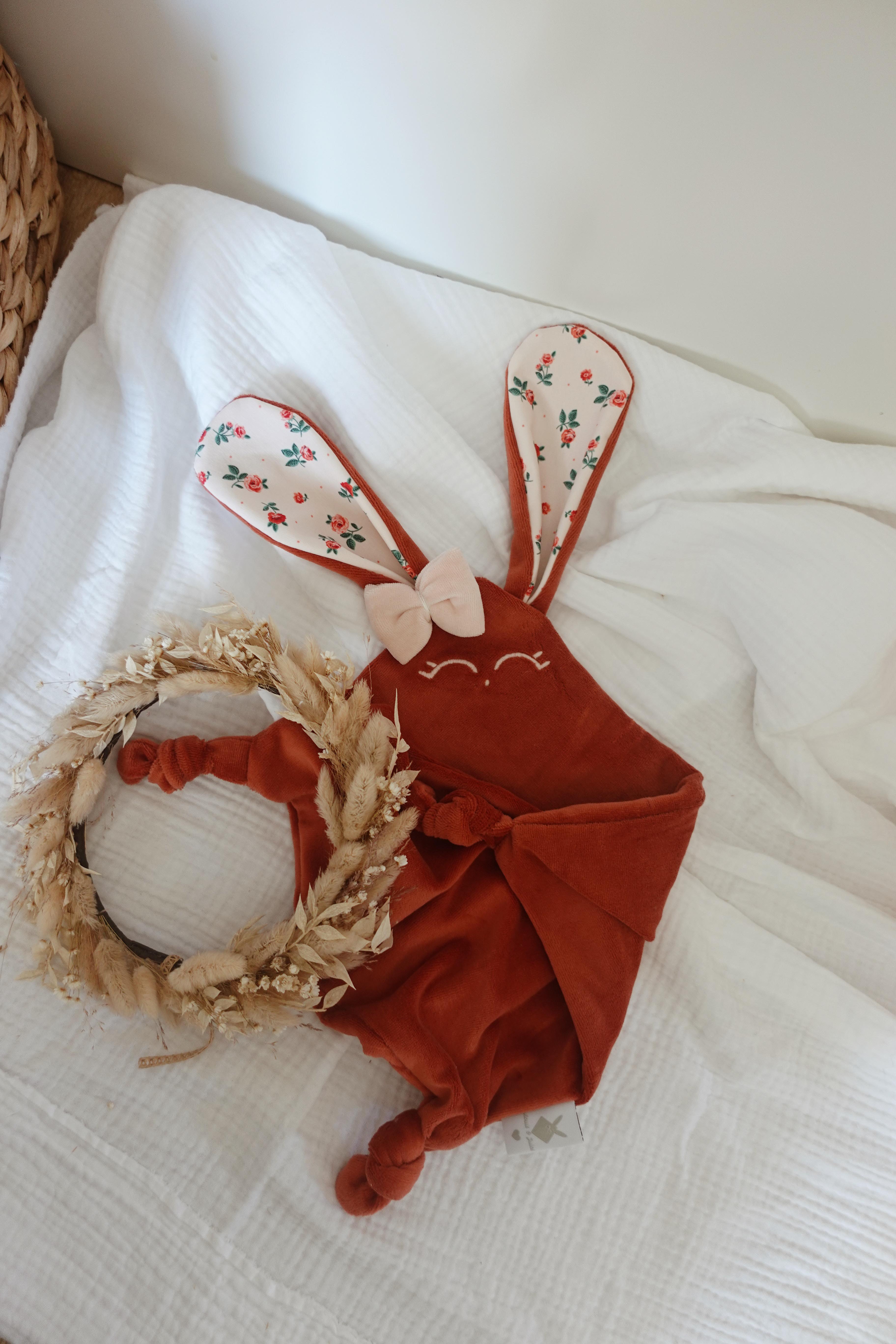 Doudou Velours Classique Noeuds - Pink Roses