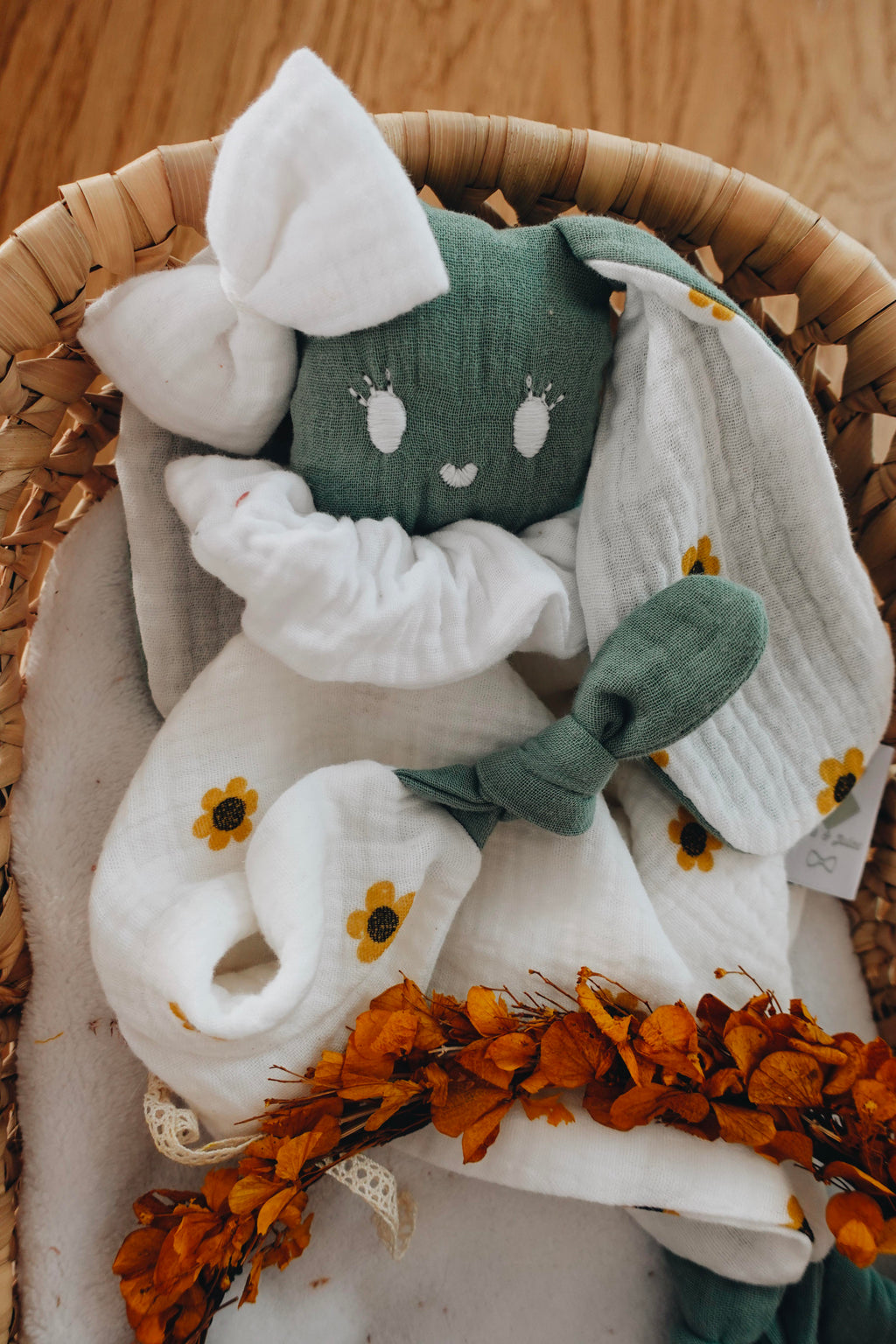 PROTOTYPE - Doudou Lange Câlin Noeuds - Yellow Daisies