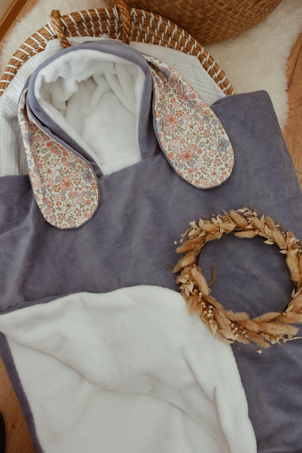 Poncho Velours - Blush et Pastel
