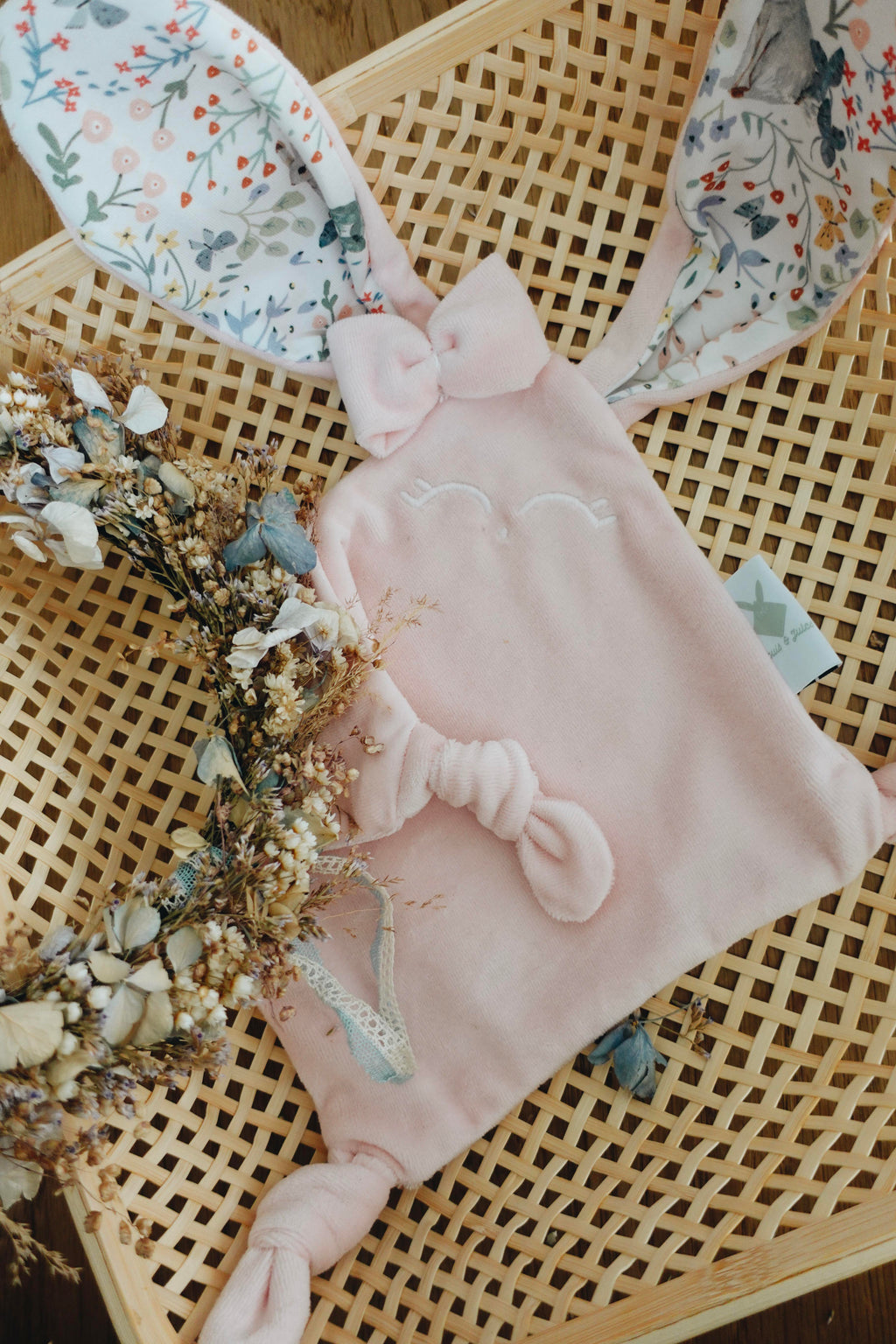 PROTOTYPE - Doudou Velours Mini Noeuds - Cottontails Blossom