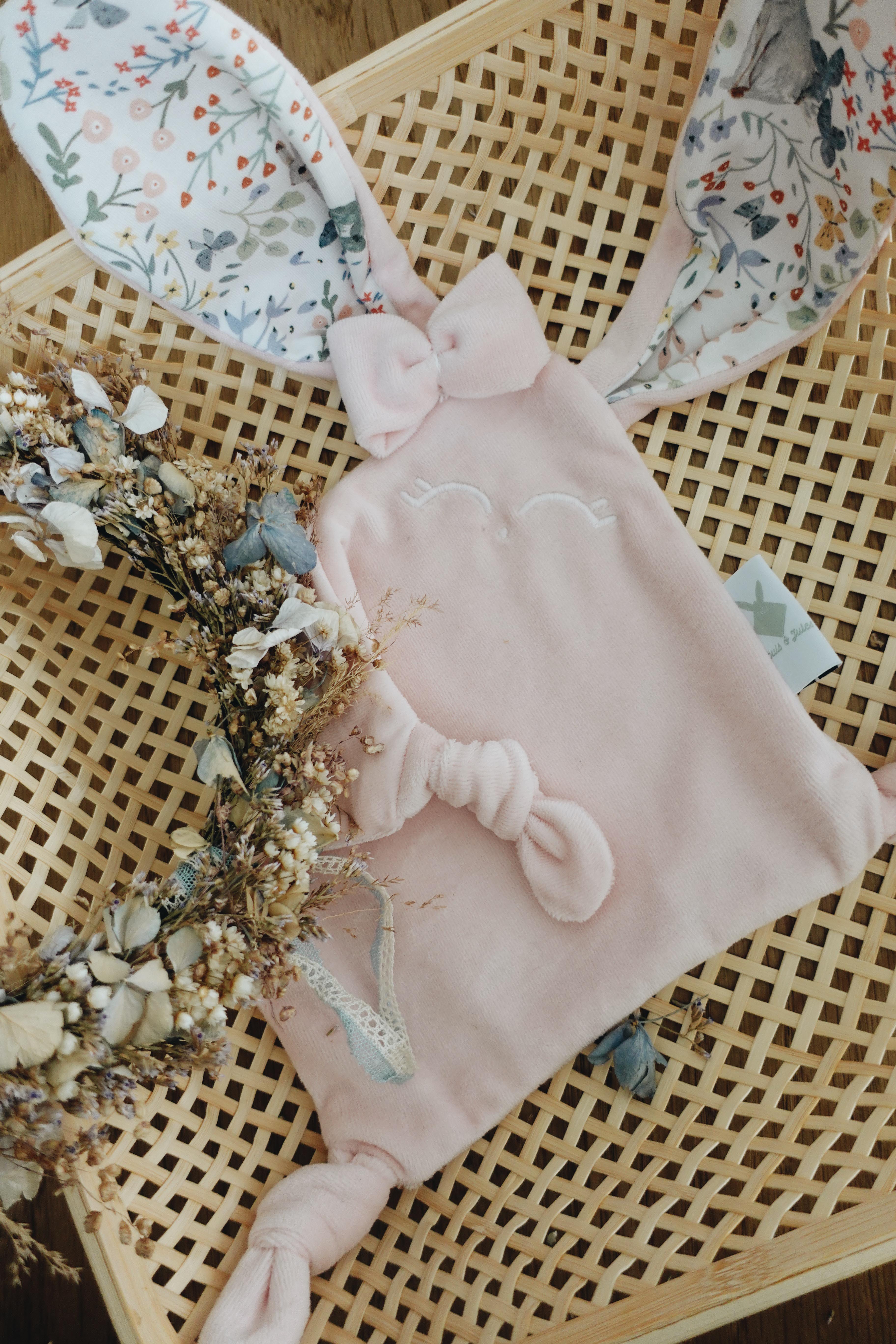 PROTOTYPE - Doudou Velours Mini Noeuds - Cottontails Blossom