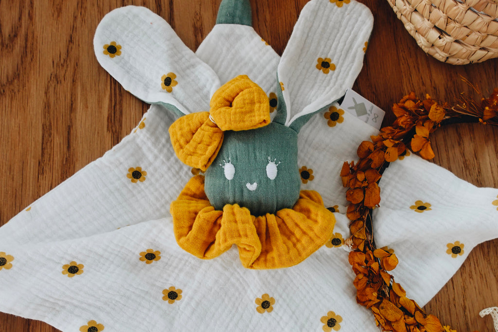 PROTOTYPE - Doudou Lange Câlin Noeuds - Yellow Daisies