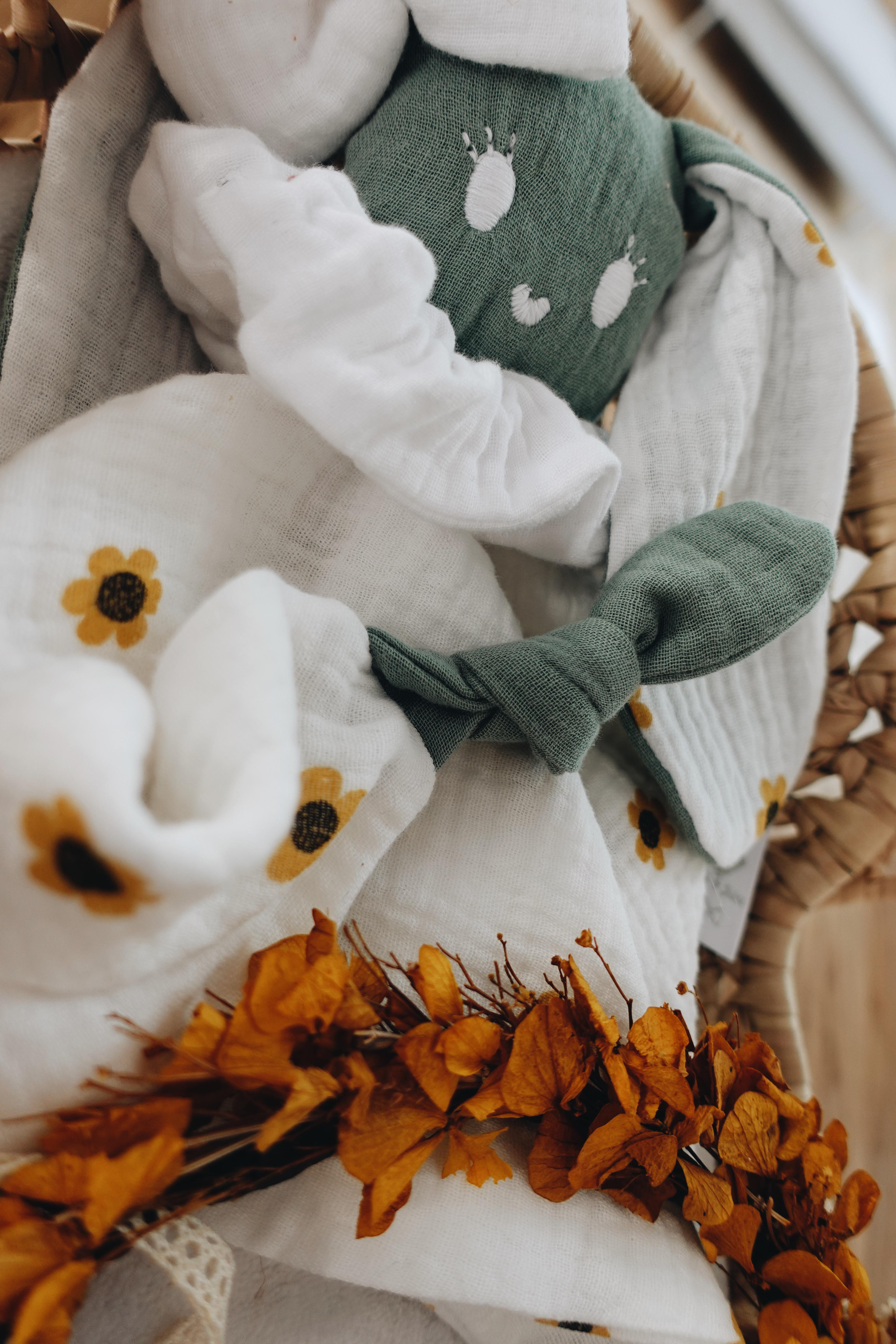 PROTOTYPE - Doudou Lange Câlin Noeuds - Yellow Daisies