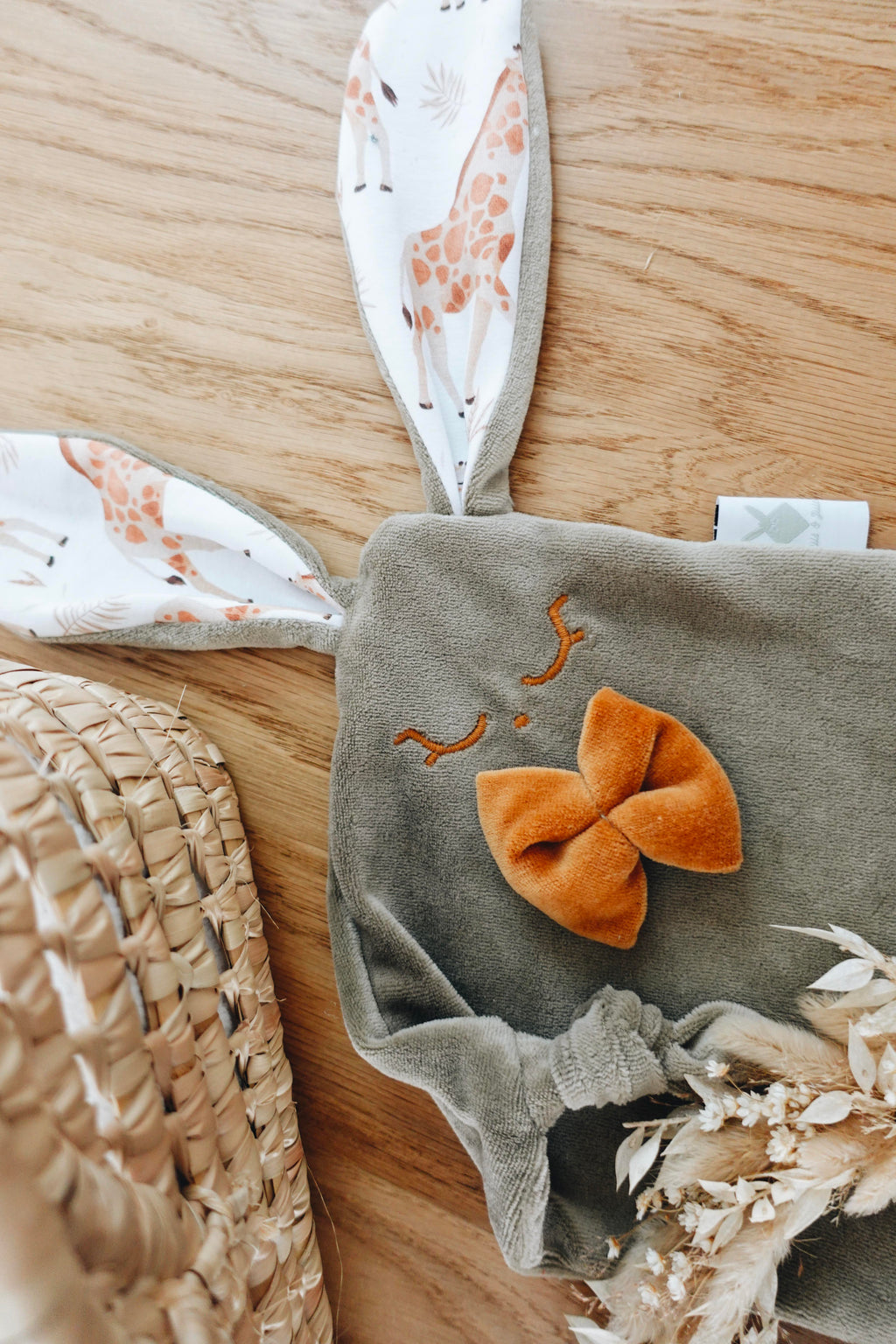 PROTOTYPE - Doudou Velours Mini Noeuds - Girafes