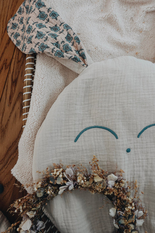 Petit Coussin Lange - Turquoise Petals