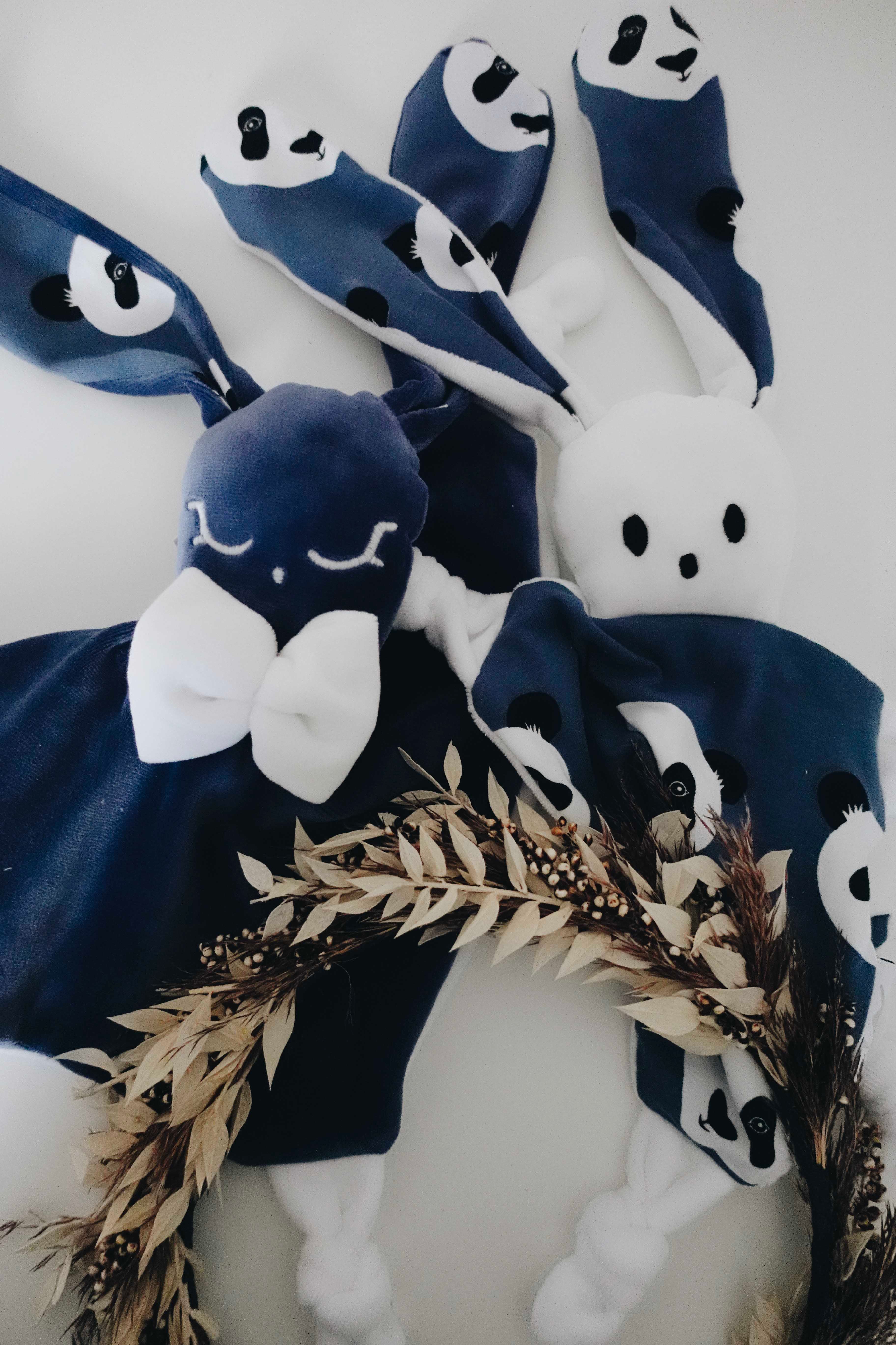 Doudou Velours Câlin Noeuds - Pandas