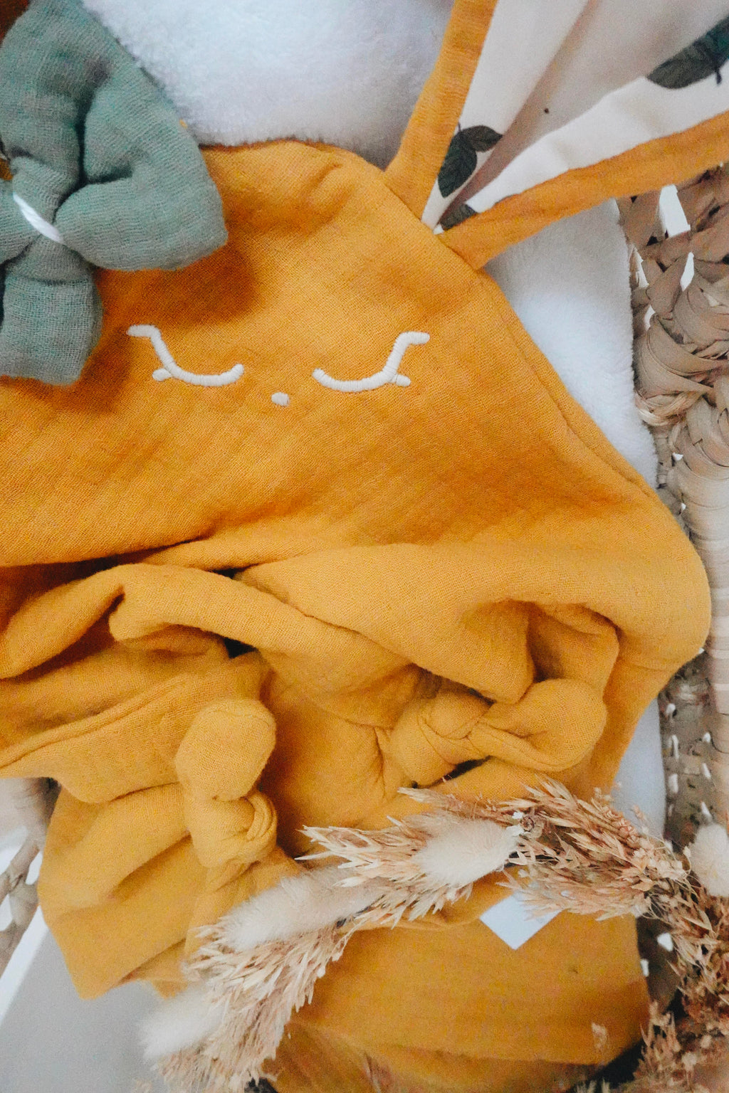Doudou Lange Cocooning Noeuds - Crème d'Abricots