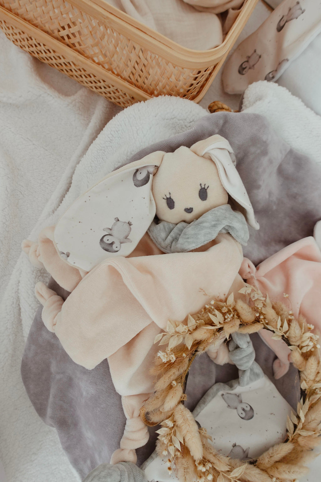 Doudou Velours Câlin Noeuds - Pinguins