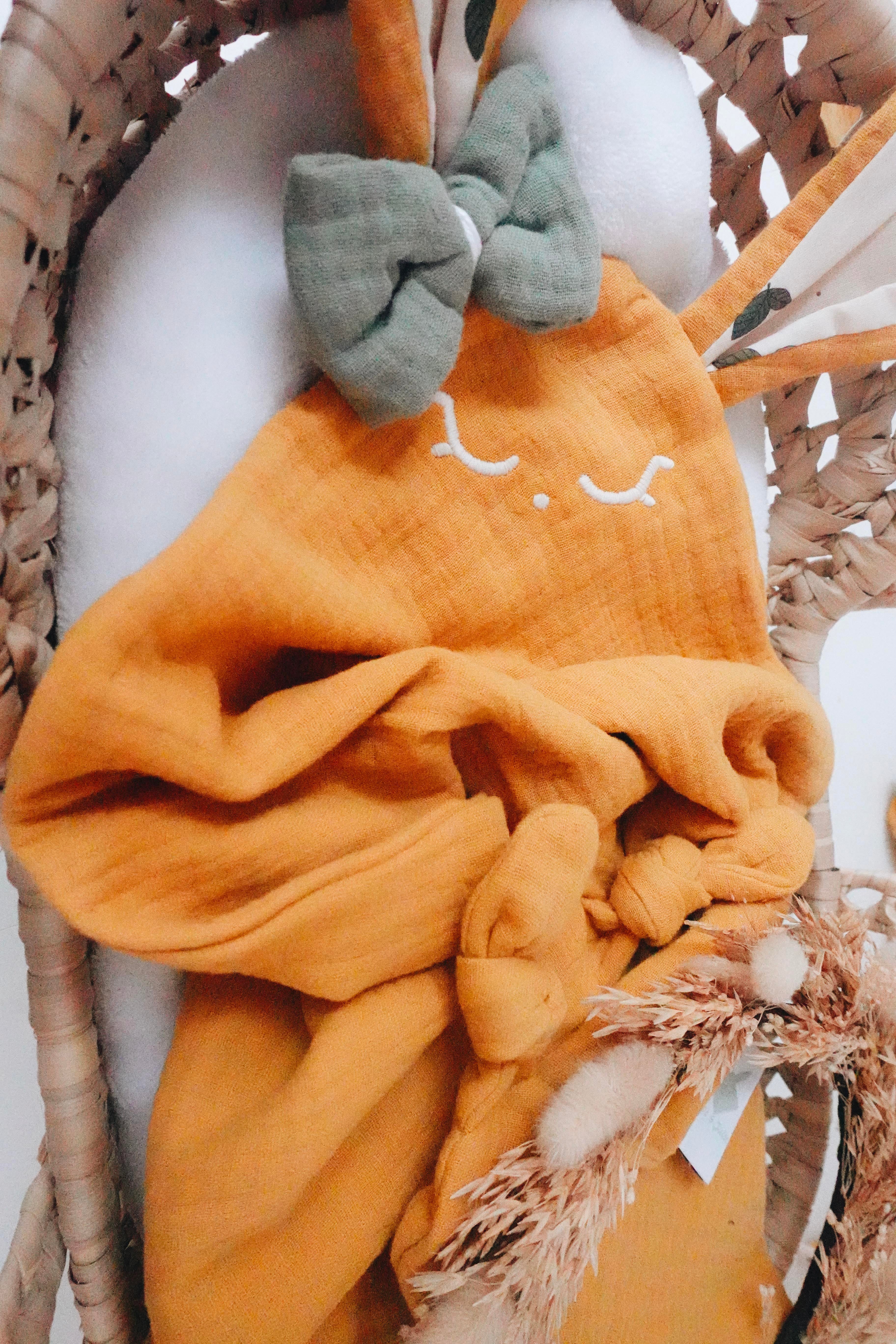 Doudou Lange Cocooning Noeuds - Crème d'Abricots