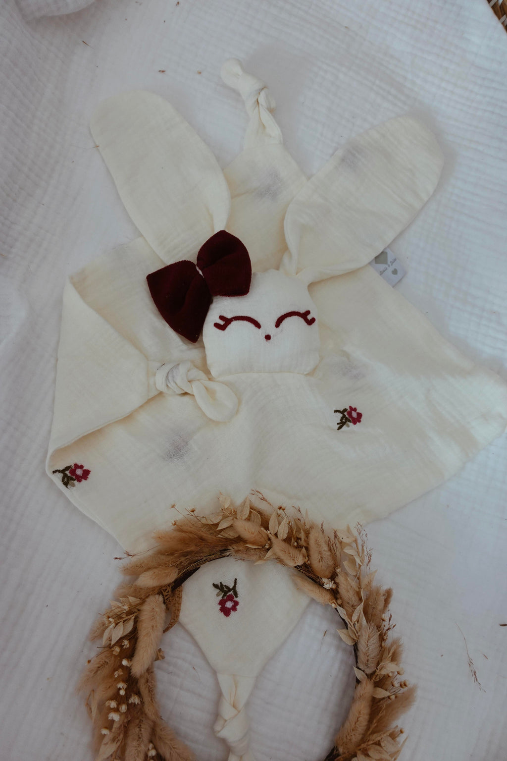 Doudou Lange Câlin Noeuds - Fleurs Brodées
