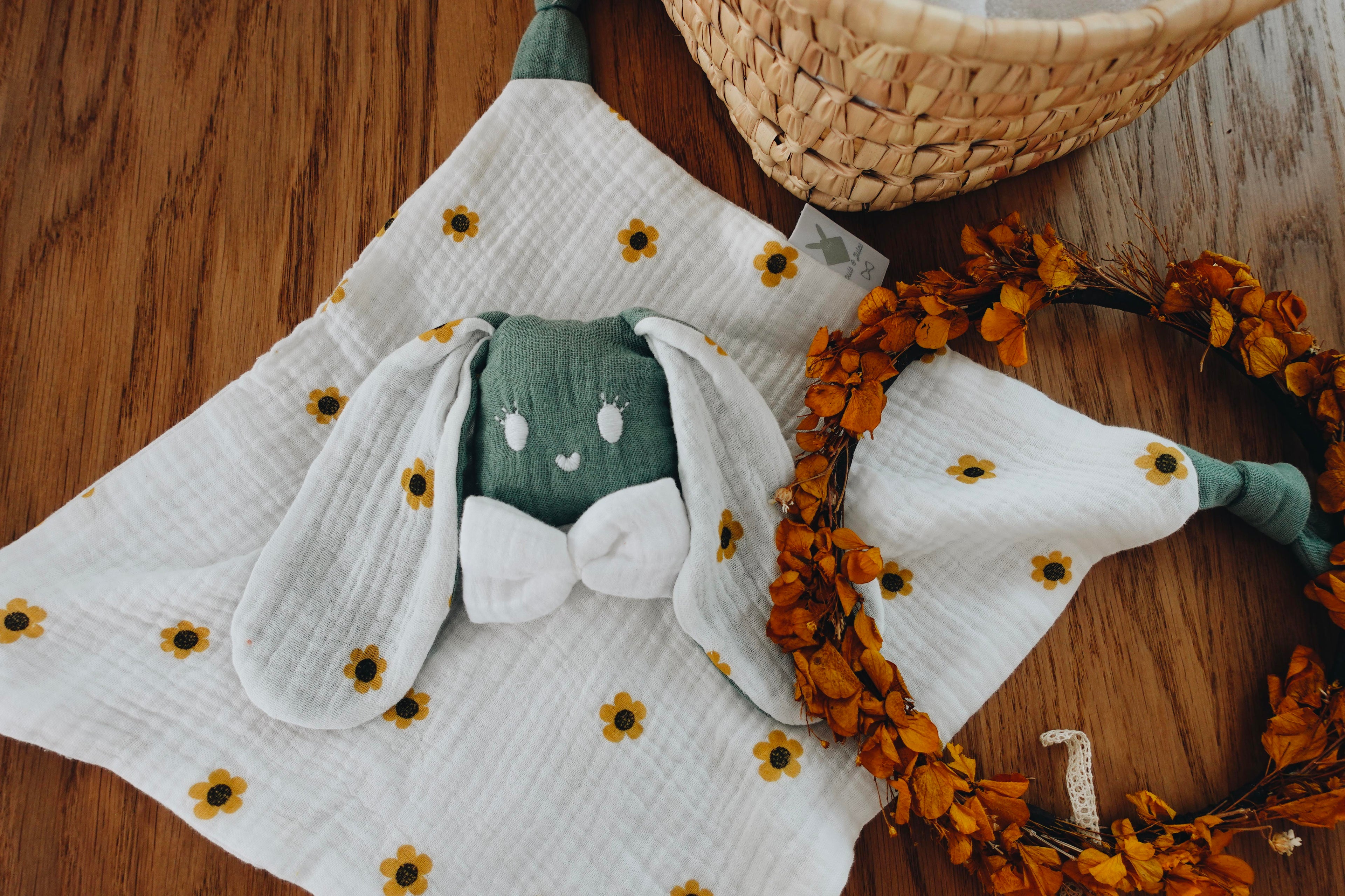 PROTOTYPE - Doudou Lange Câlin Noeuds - Yellow Daisies