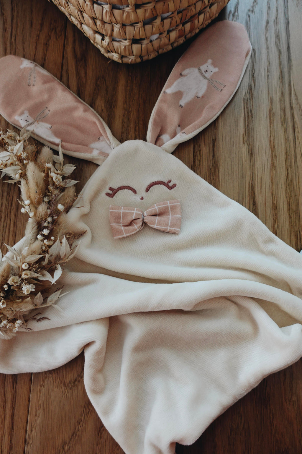 PROTOTYPE -Doudou Velours Classique Noeuds - Checks and Bears Nude