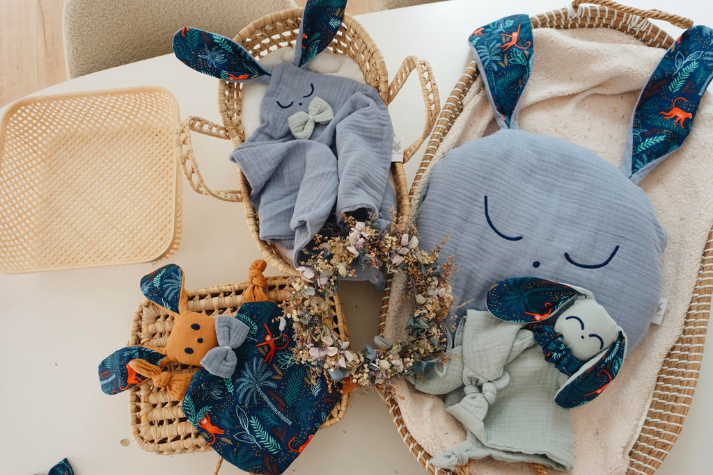 Doudou Lange Cocooning Noeuds - Blue Jungle