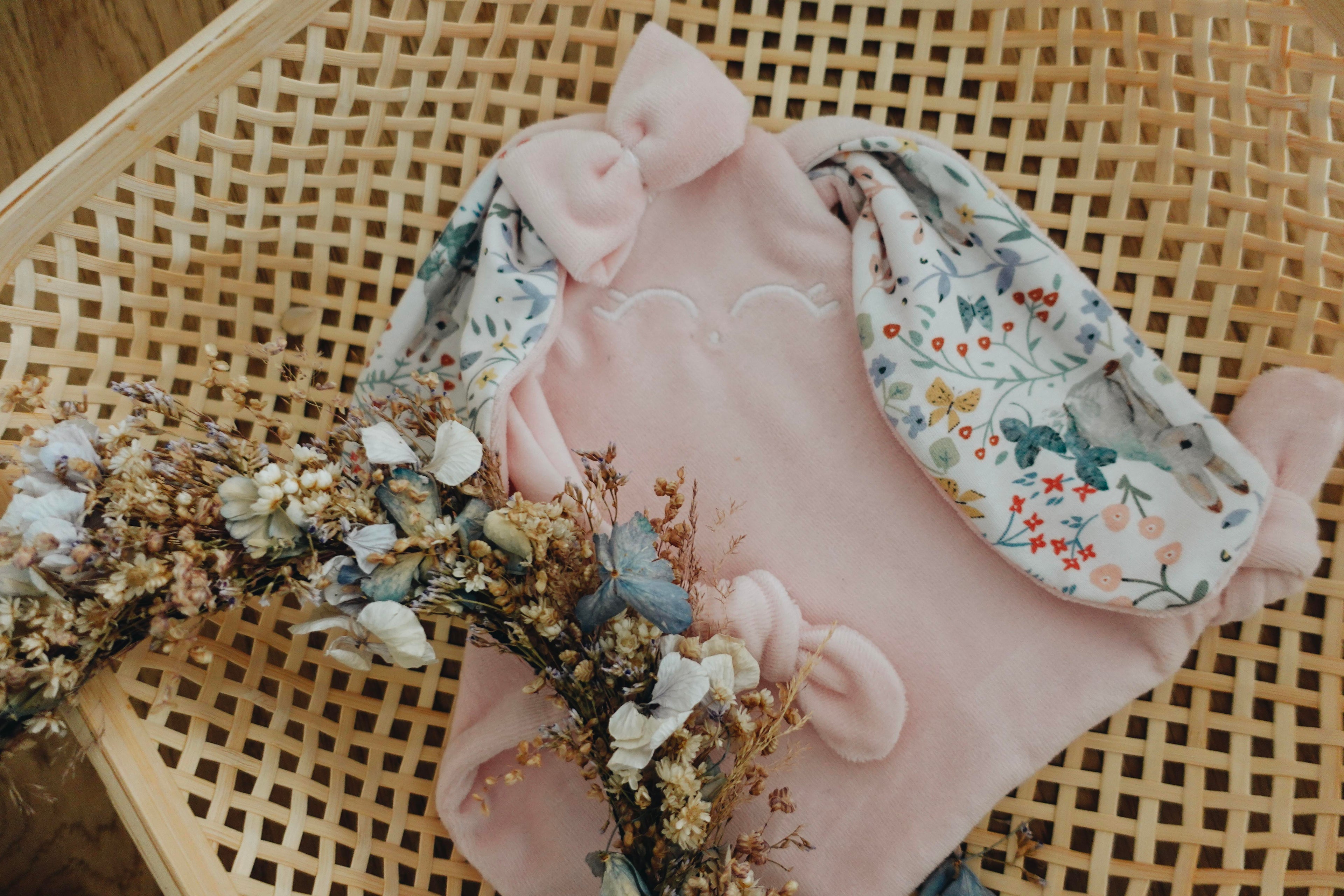 PROTOTYPE - Doudou Velours Mini Noeuds - Cottontails Blossom