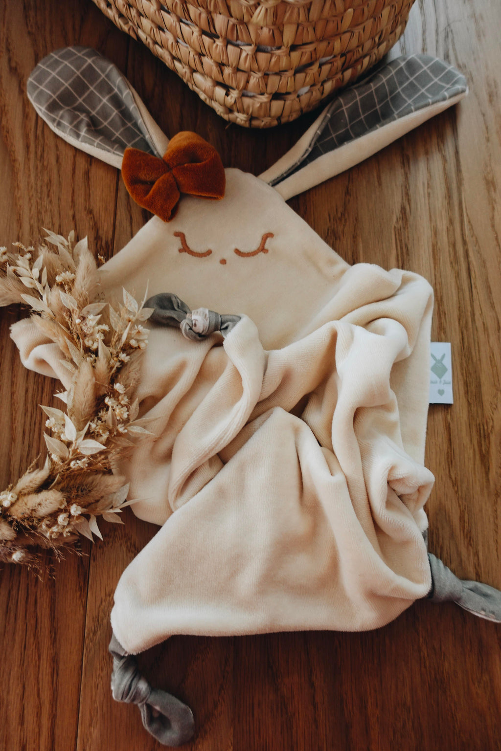 Doudou Velours Cocooning Noeuds - Checks and Bears Olive