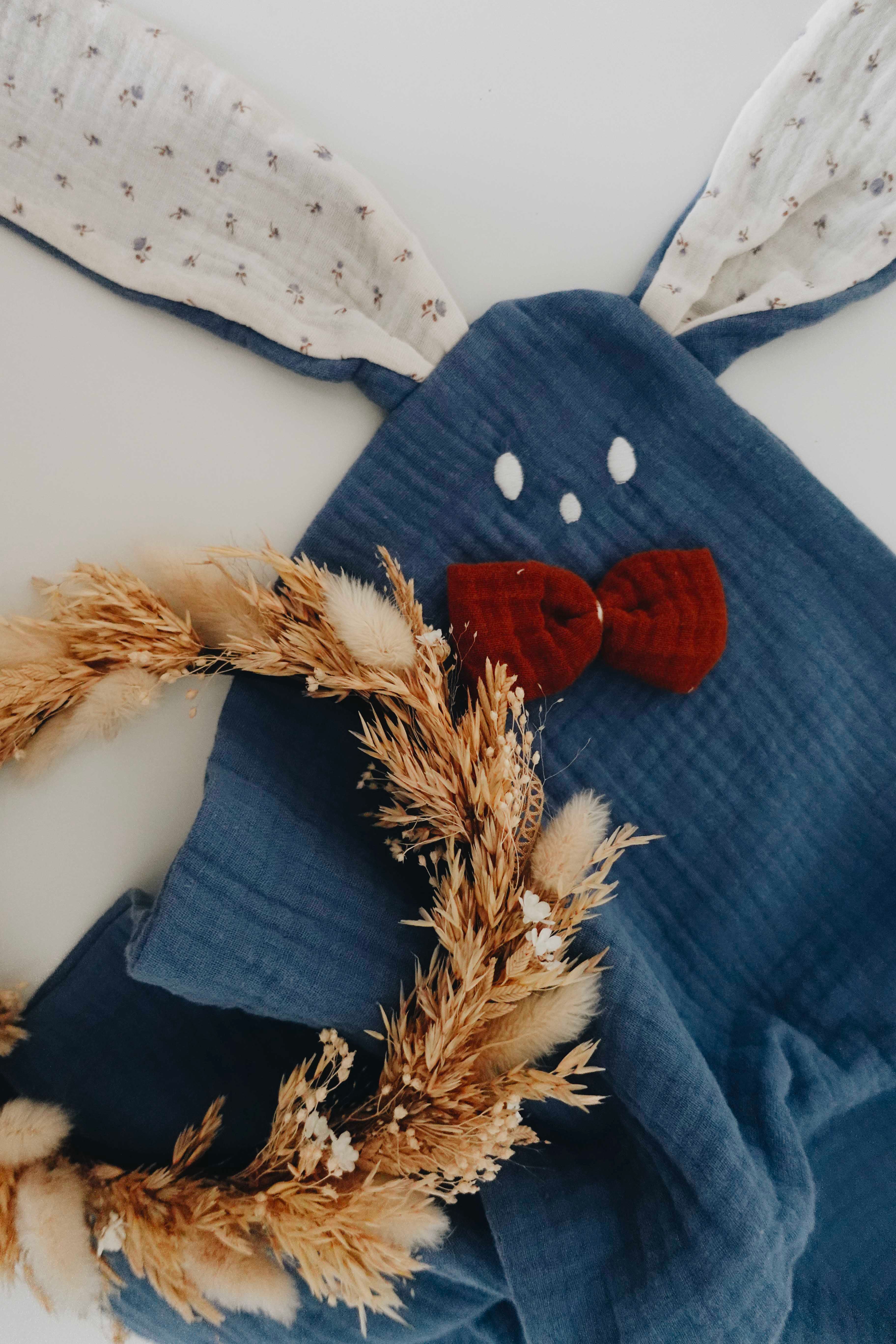 Doudou Lange Cocooning Noeuds - Blue Leaves