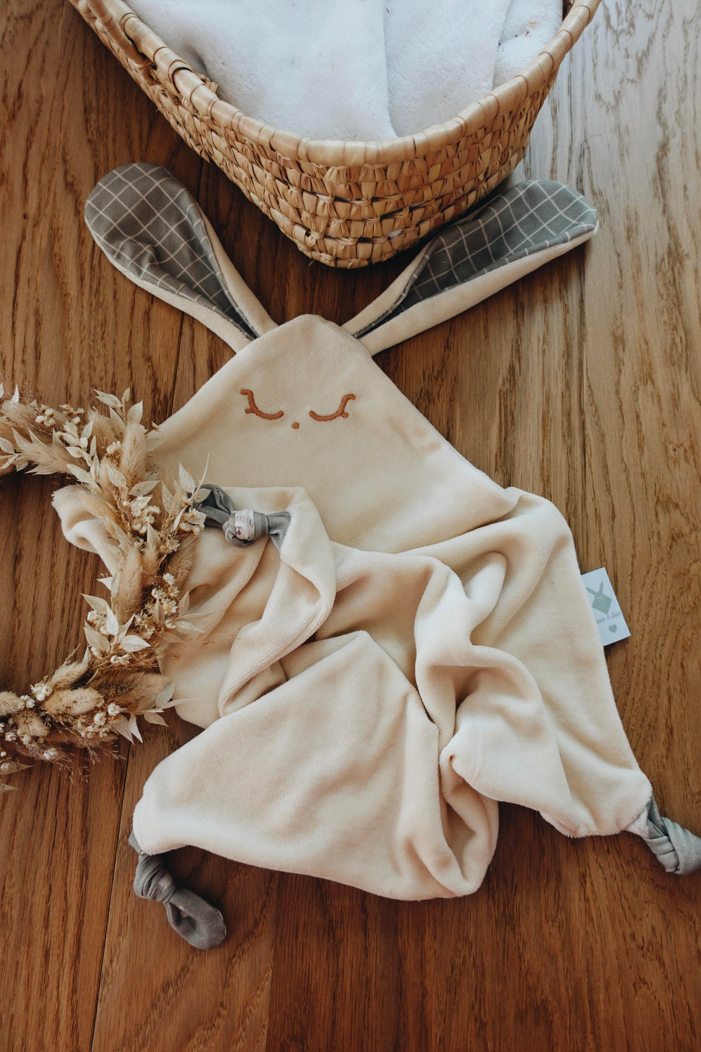 Doudou Velours Cocooning Noeuds - Checks and Bears Olive