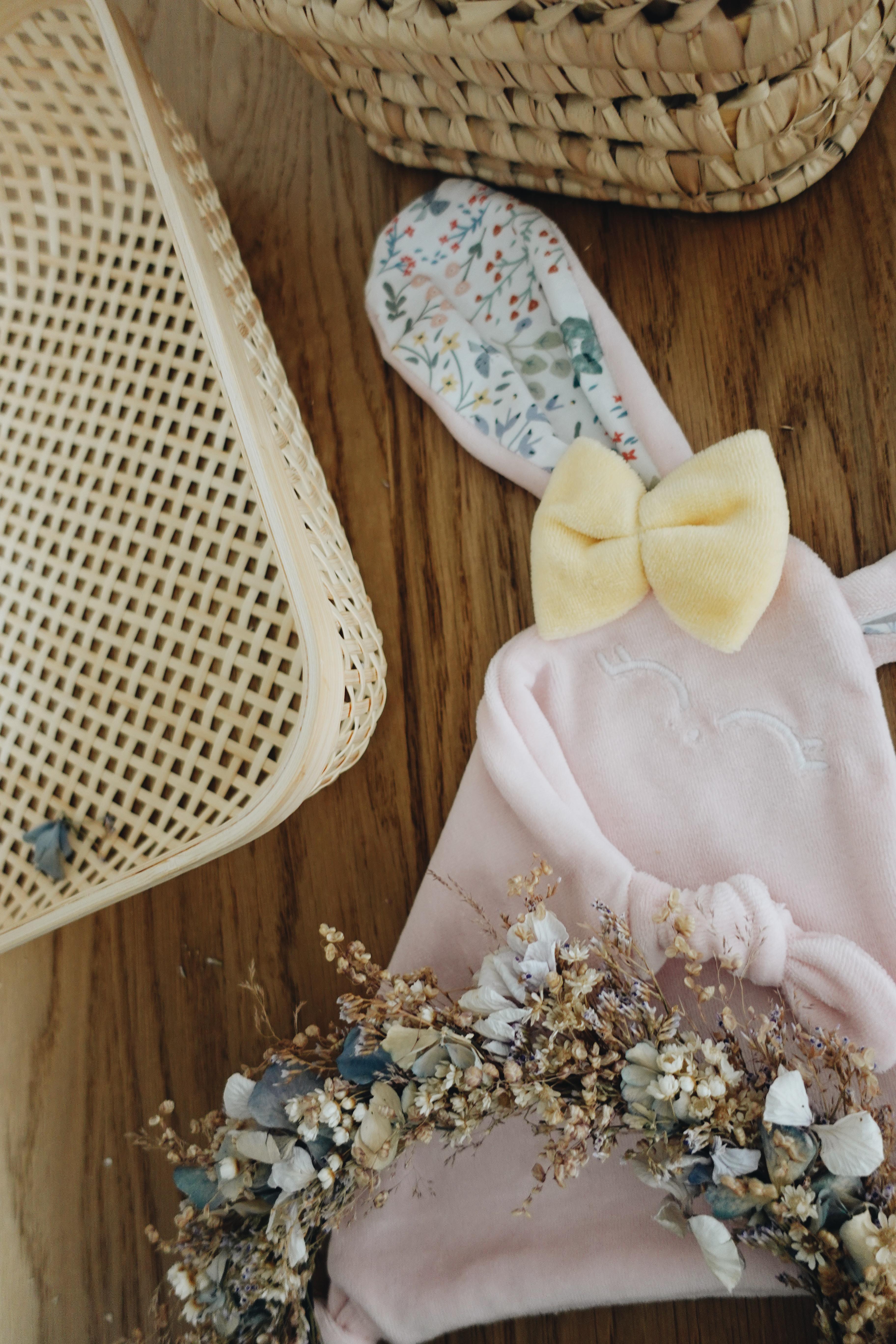 PROTOTYPE - Doudou Velours Mini Noeuds - Cottontails Blossom