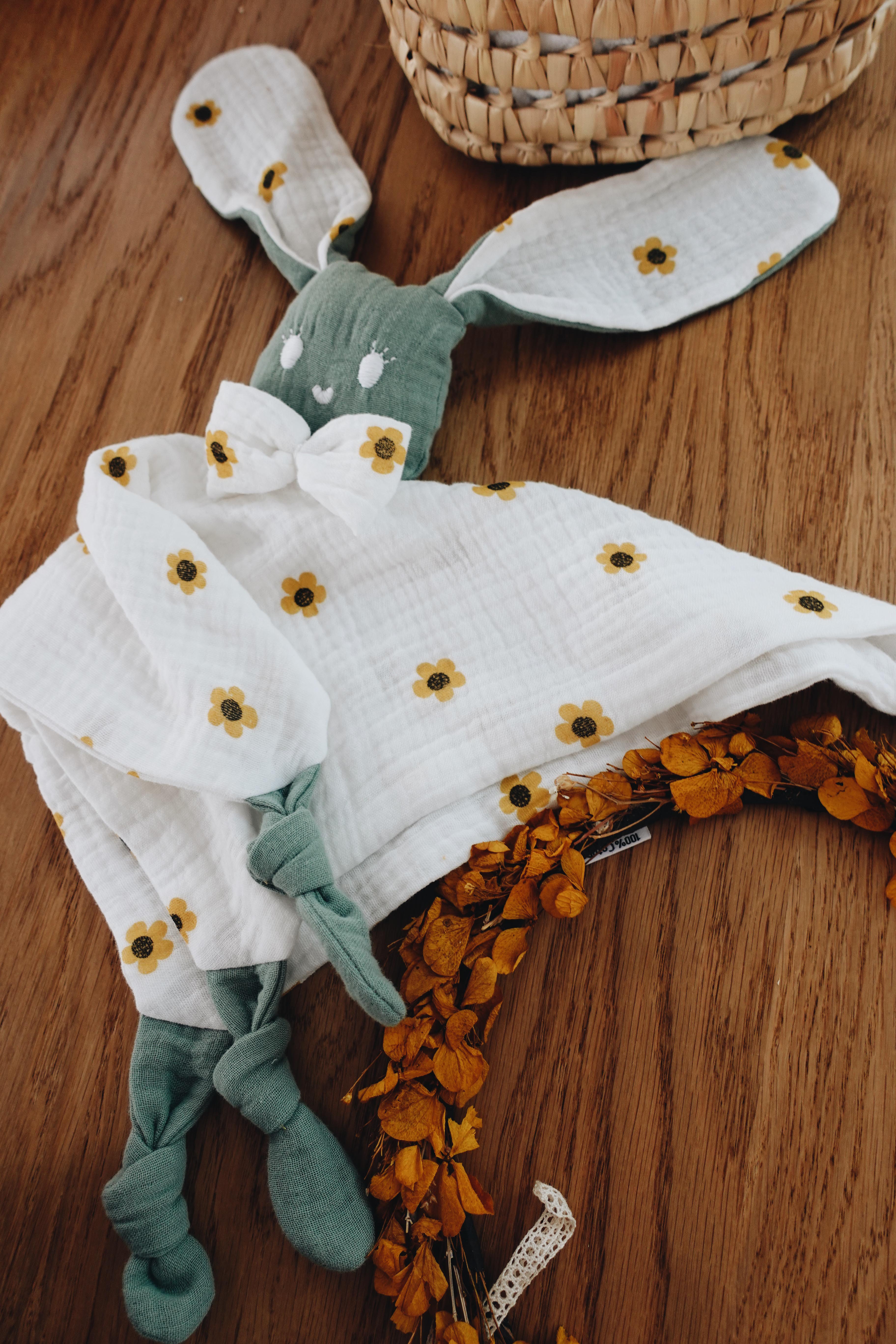PROTOTYPE - Doudou Lange Câlin Noeuds - Yellow Daisies
