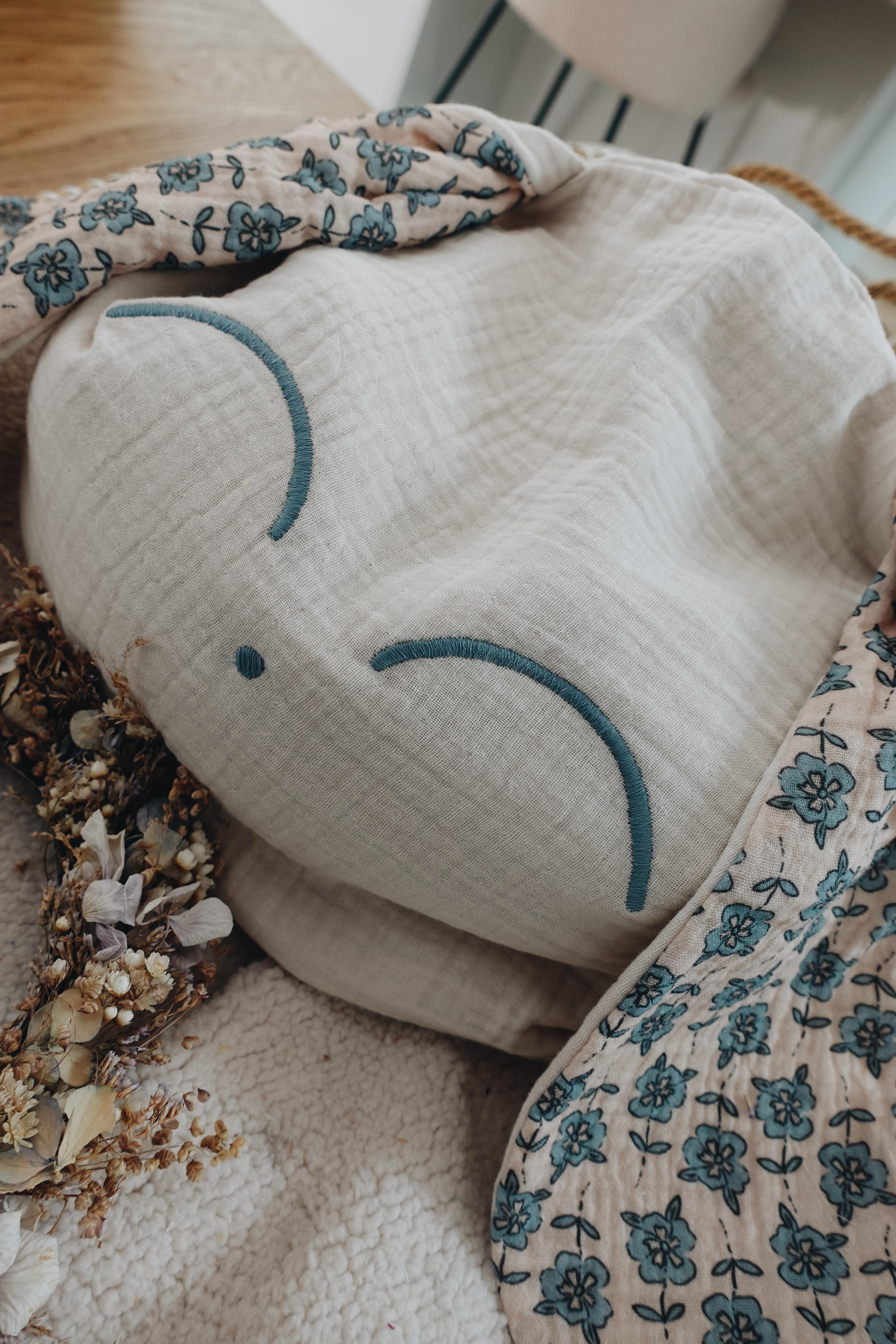 Petit Coussin Lange - Turquoise Petals