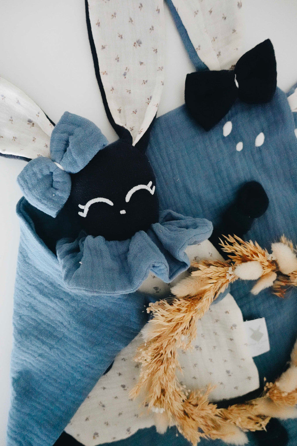 Doudou Lange Cocooning Noeuds - Blue Leaves