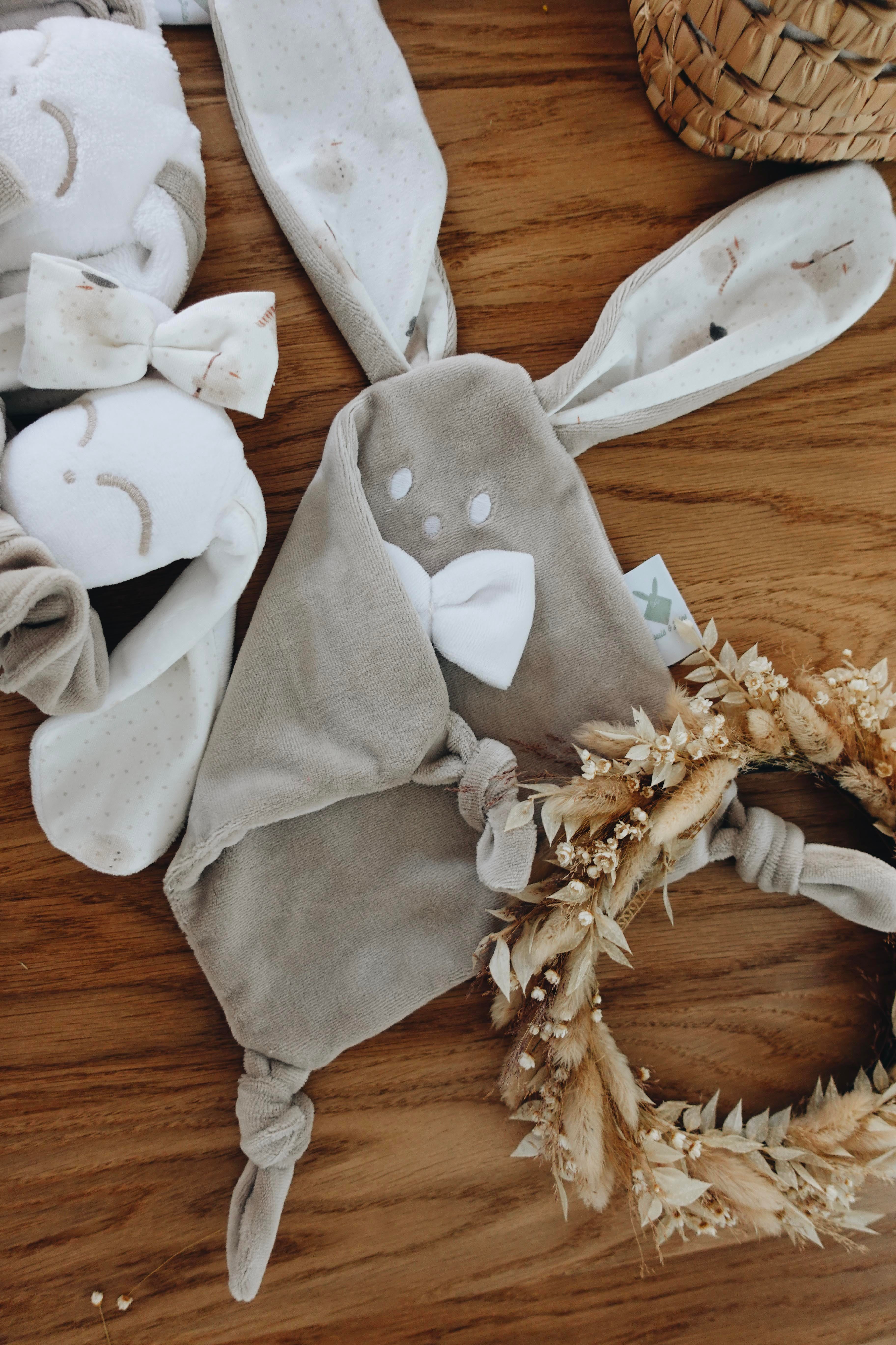 Doudou Velours Mini Noeuds - Snowman